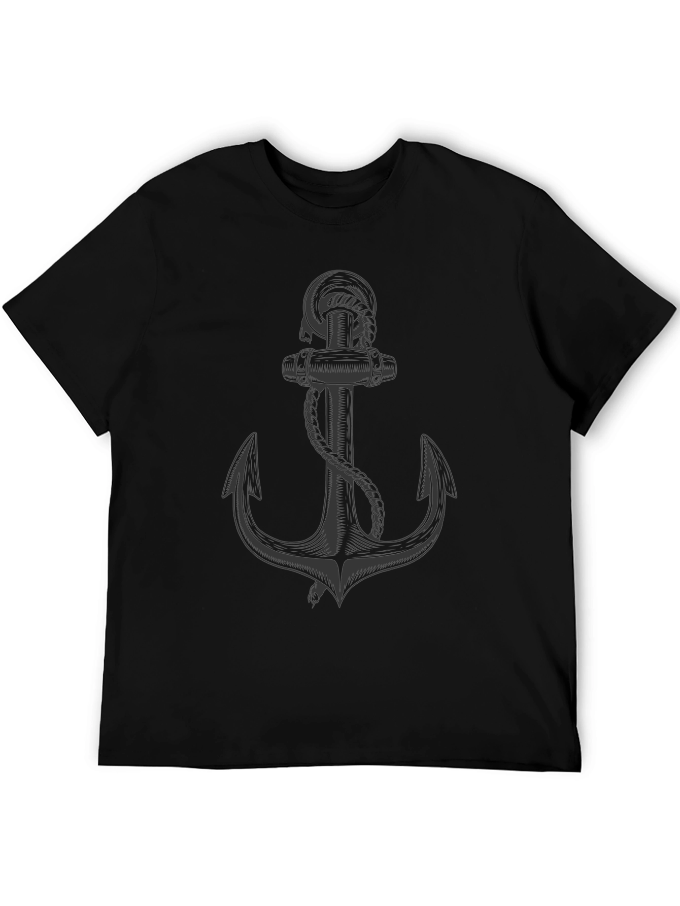 Nautical Anchor Graphic Tee - Classic Black
