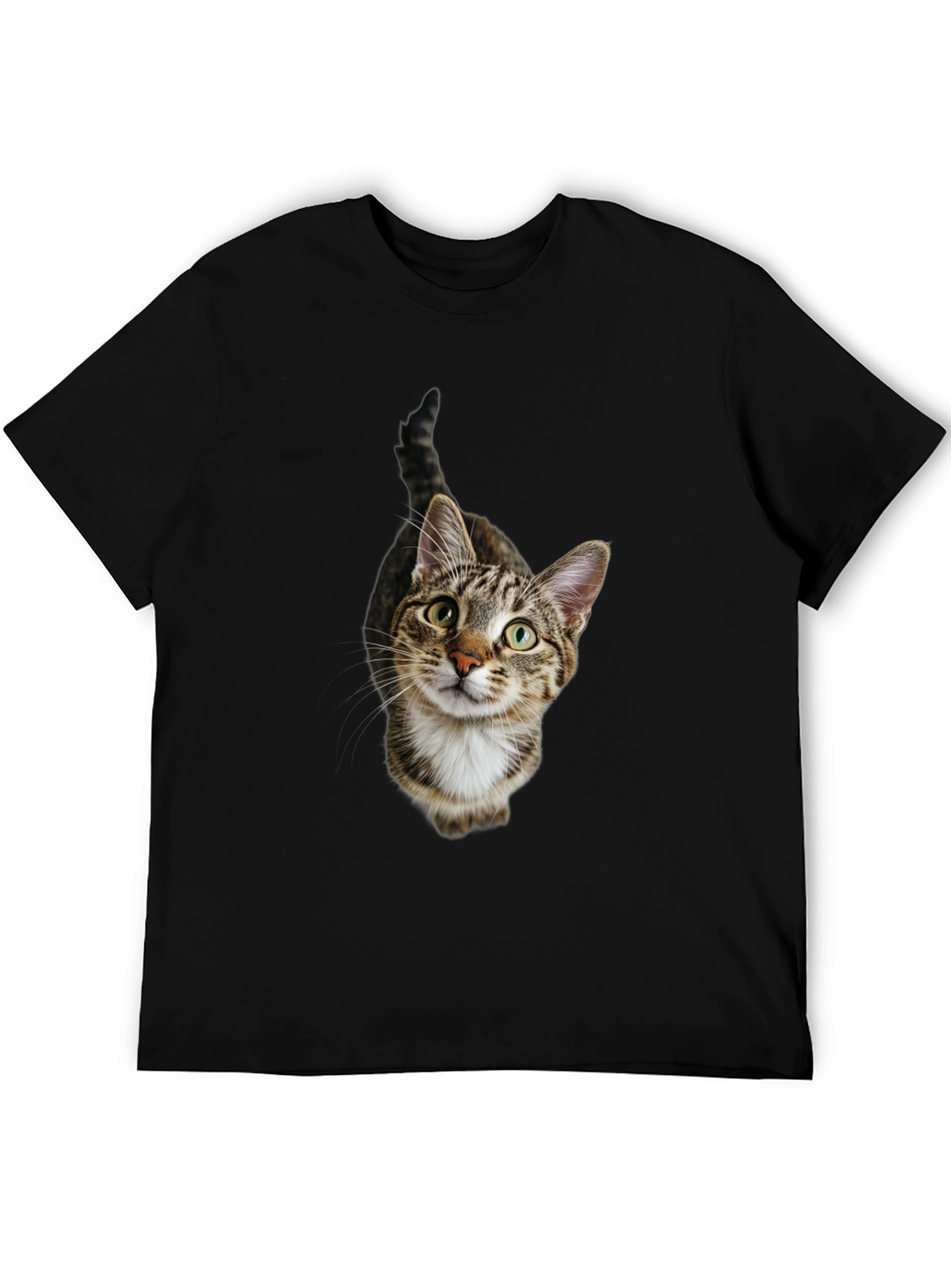 Tabby Cat Graphic Tee -  Unisex Black T-Shirt