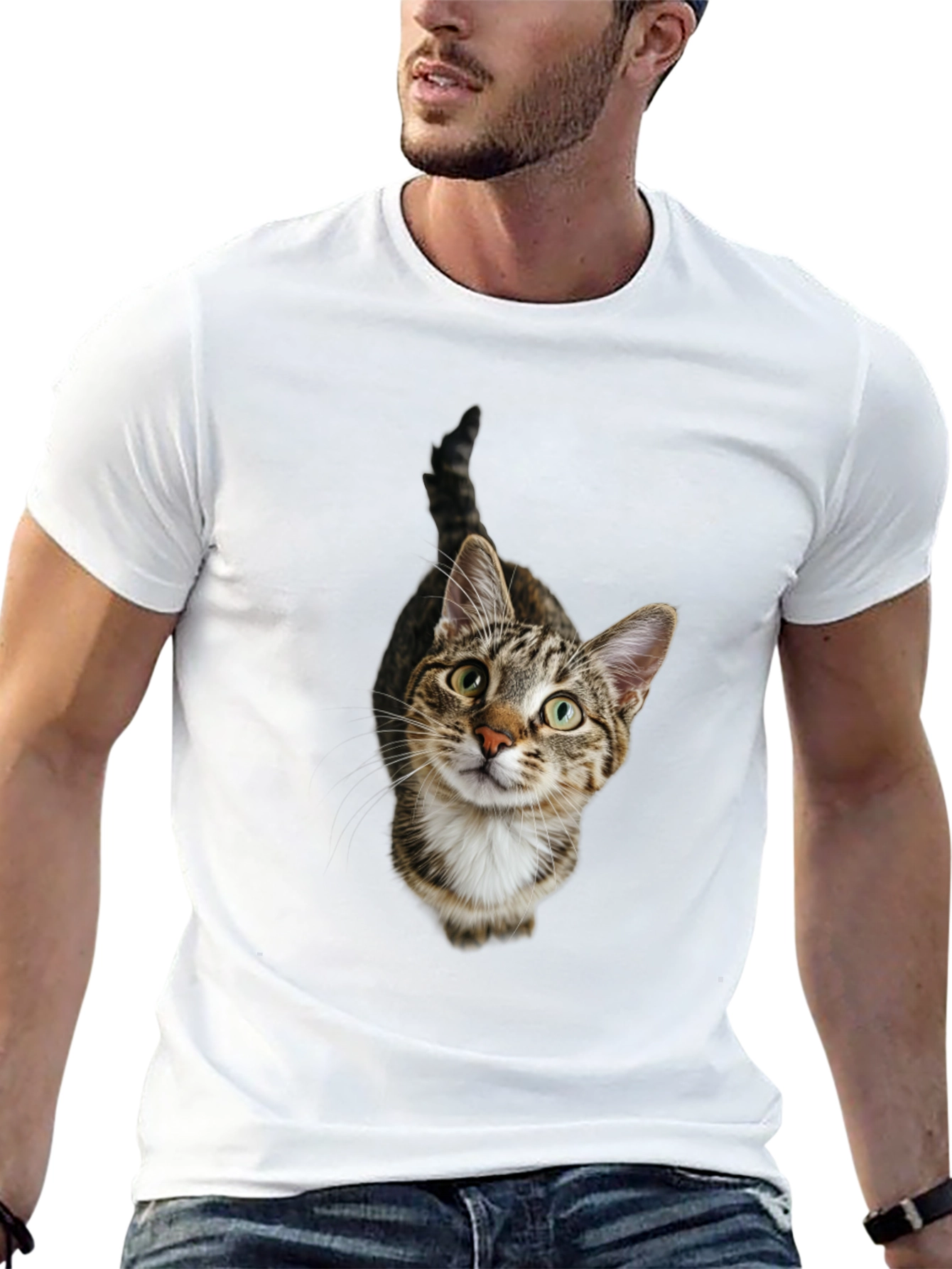 Tabby Cat Graphic Tee -  Unisex Black T-Shirt