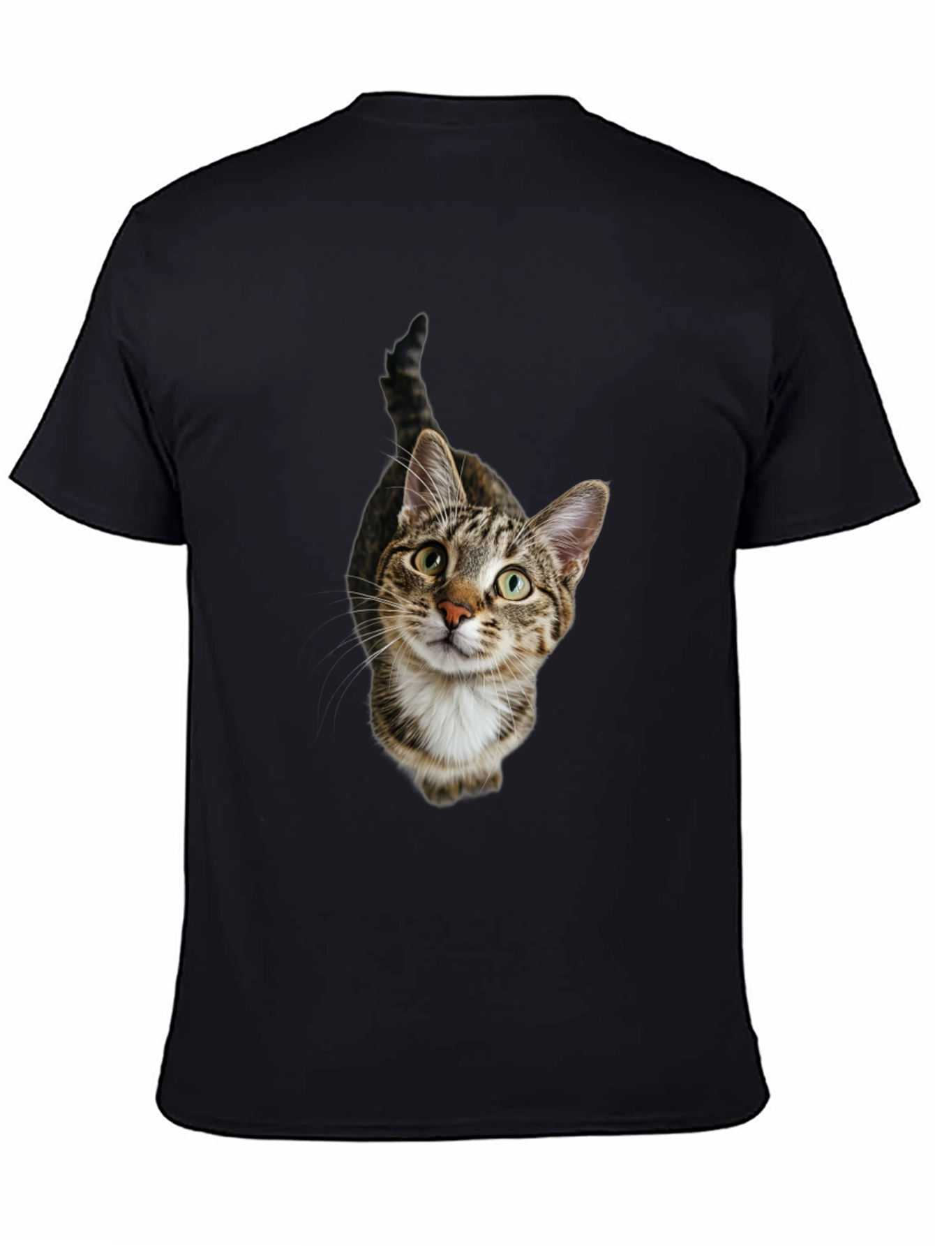Tabby Cat Graphic Tee -  Unisex Black T-Shirt