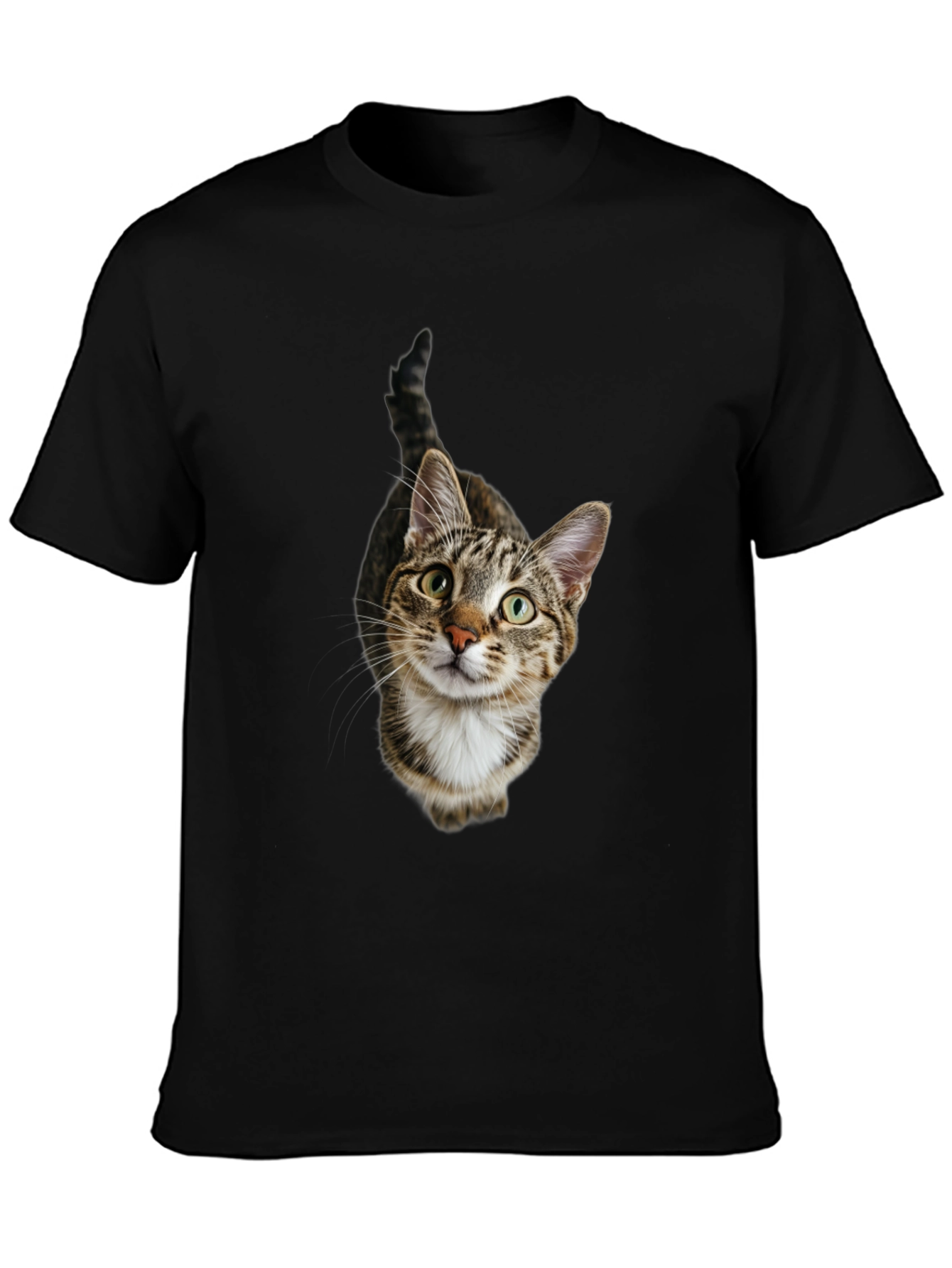 Tabby Cat Graphic Tee -  Unisex Black T-Shirt