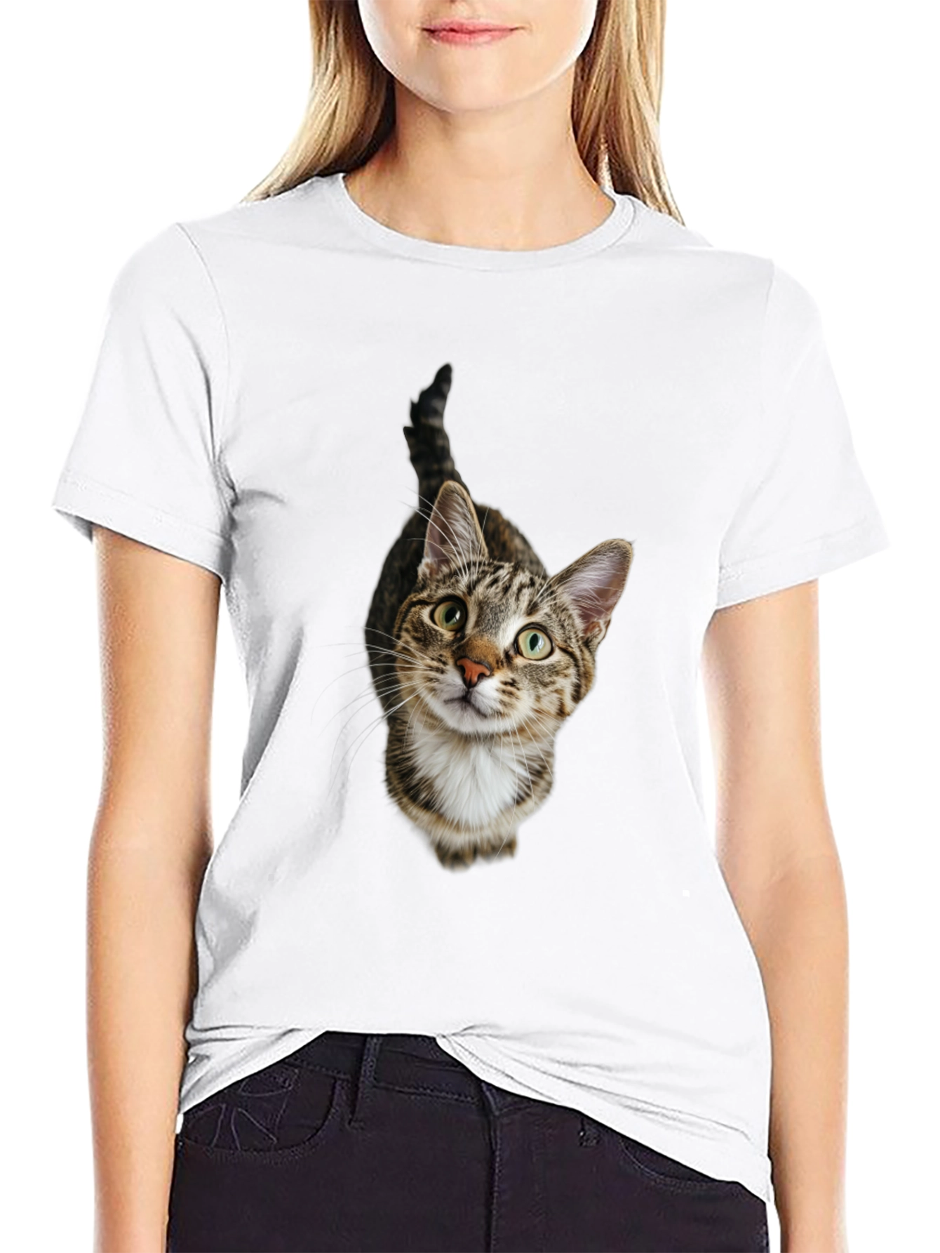 Tabby Cat Graphic Tee -  Unisex Black T-Shirt