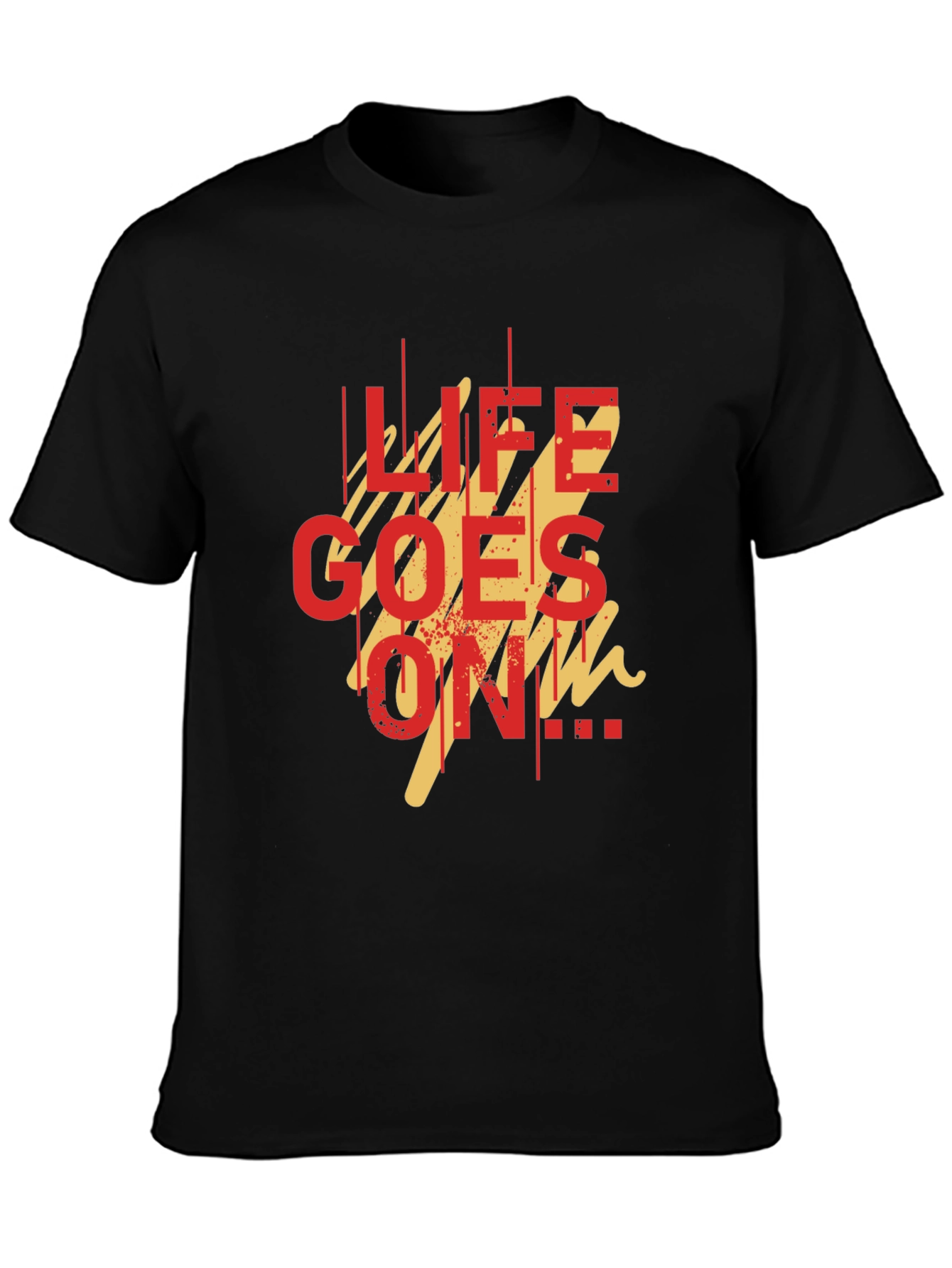Life Goes On Graphic Tee - Black Casual T-Shirt