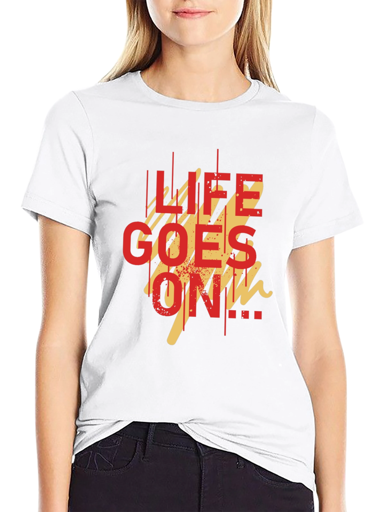 Life Goes On Graphic Tee - Black Casual T-Shirt
