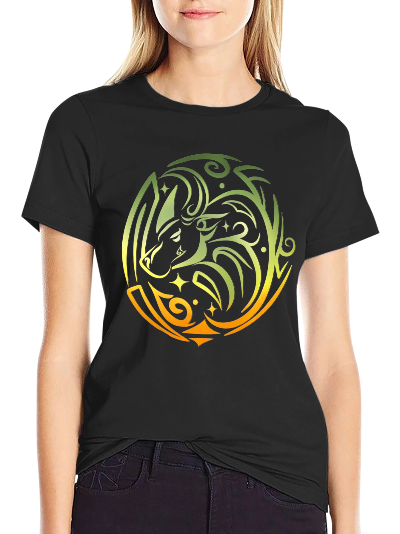 Tribal Bull Graphic Black T-Shirt