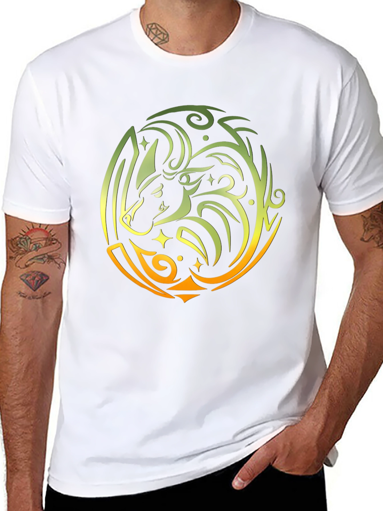 Tribal Bull Graphic Black T-Shirt