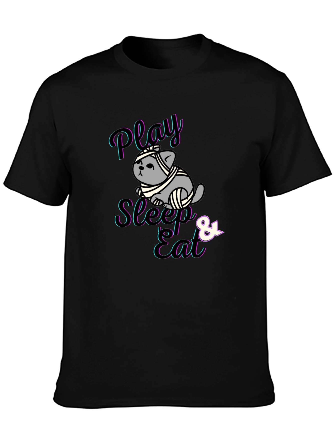 Play Sleep Eat Funny Cat T-Shirt