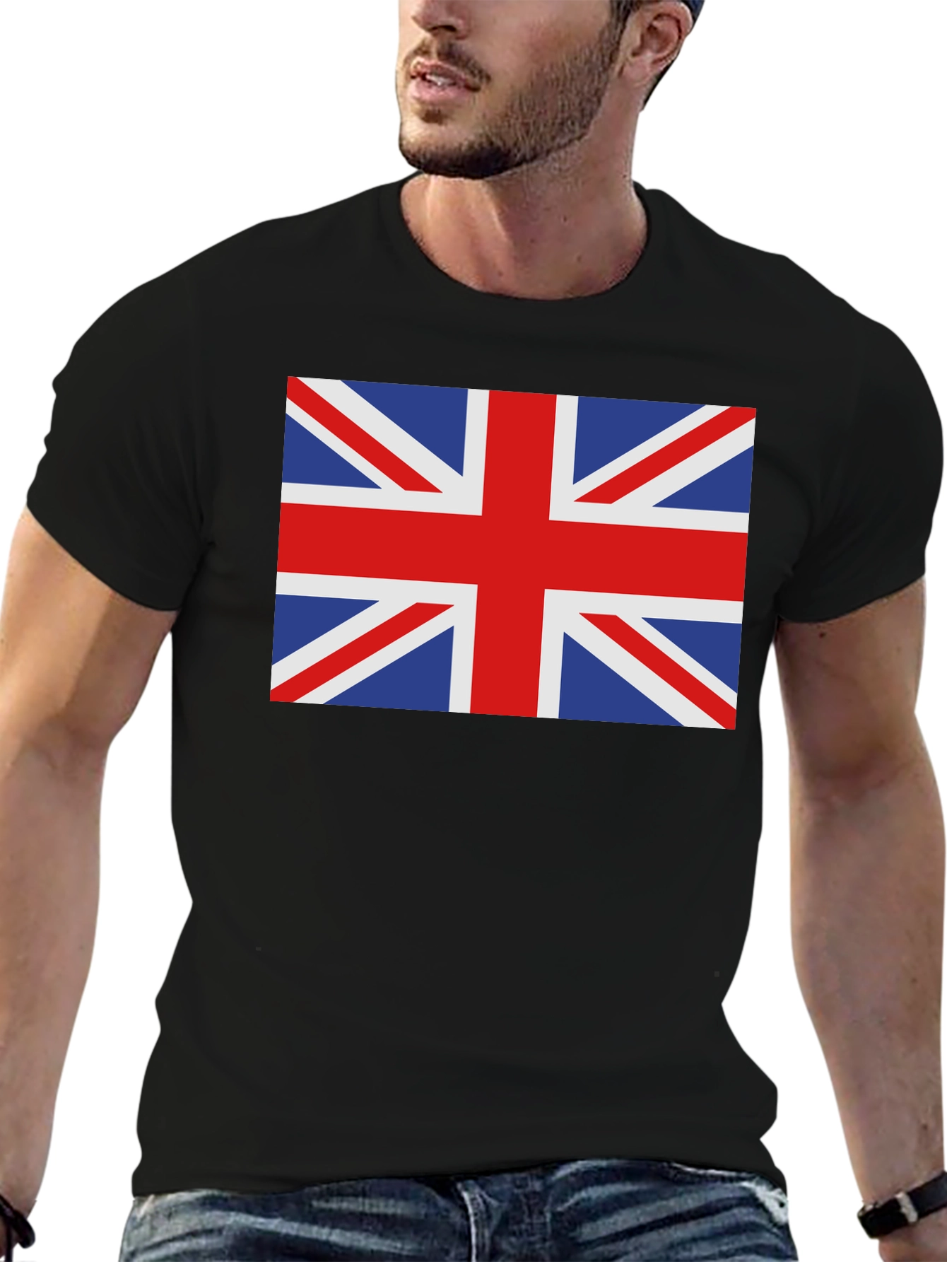 Union Jack Black Cotton T-Shirt