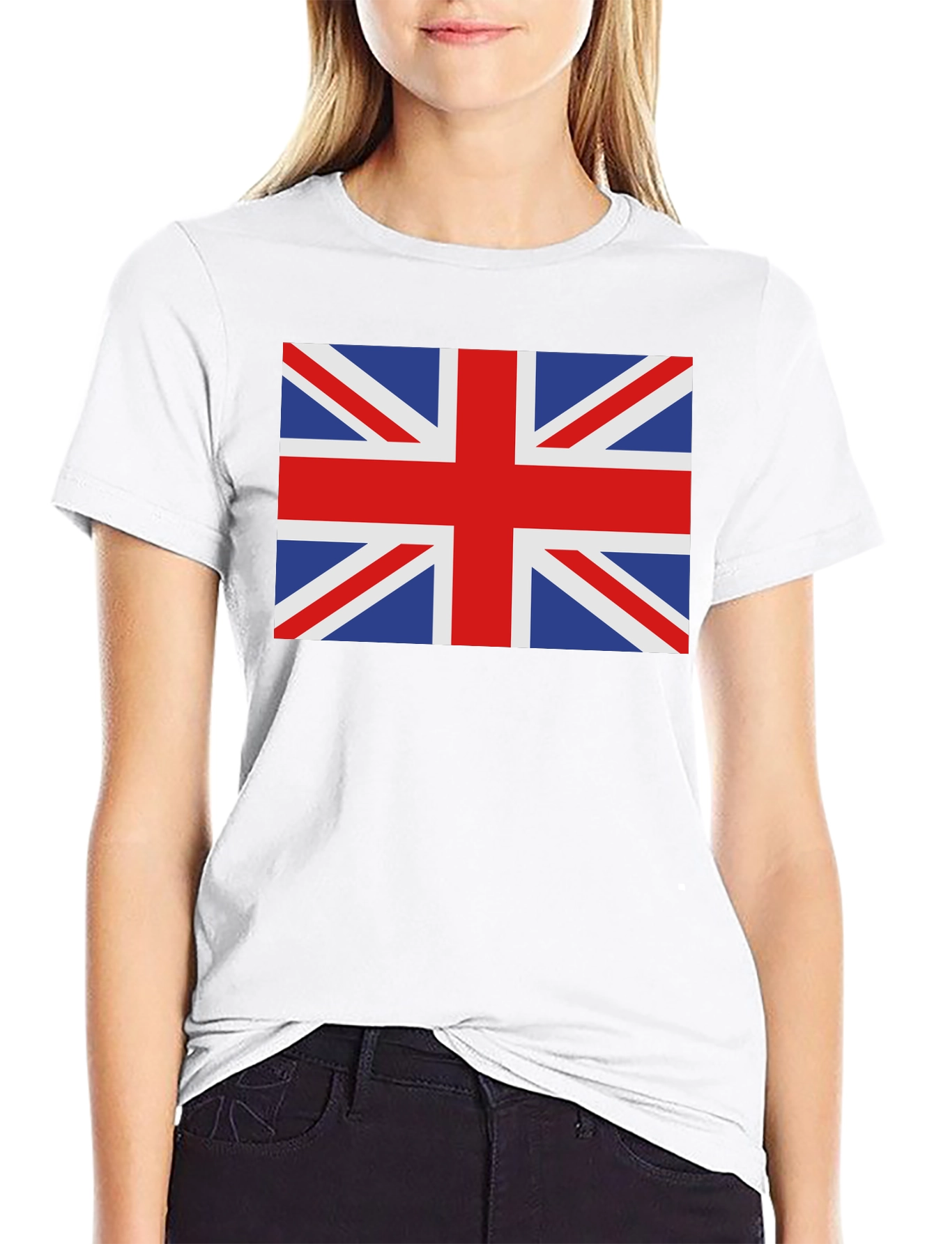 Union Jack Black Cotton T-Shirt