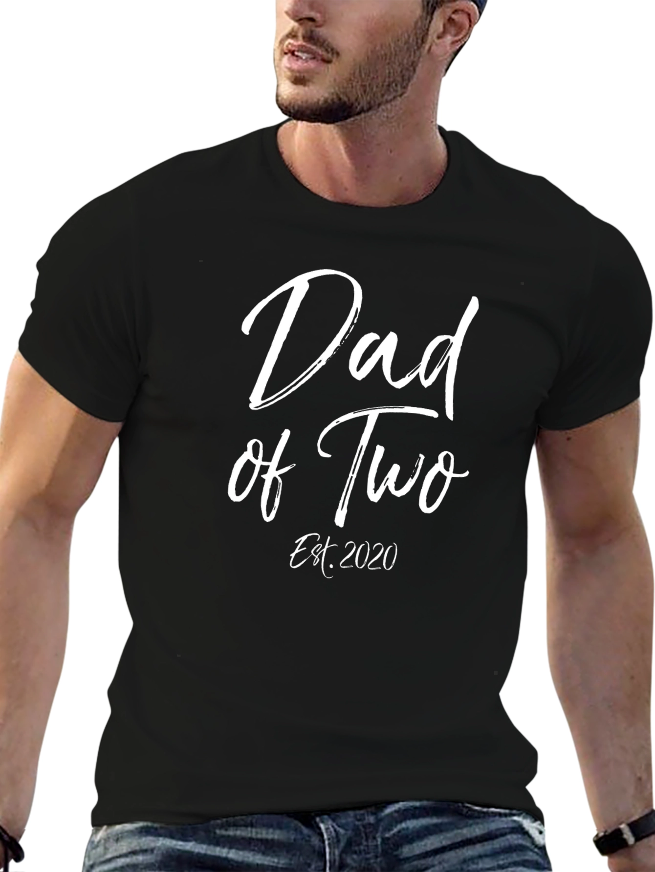 Dad of Two 2020 Black T-Shirt