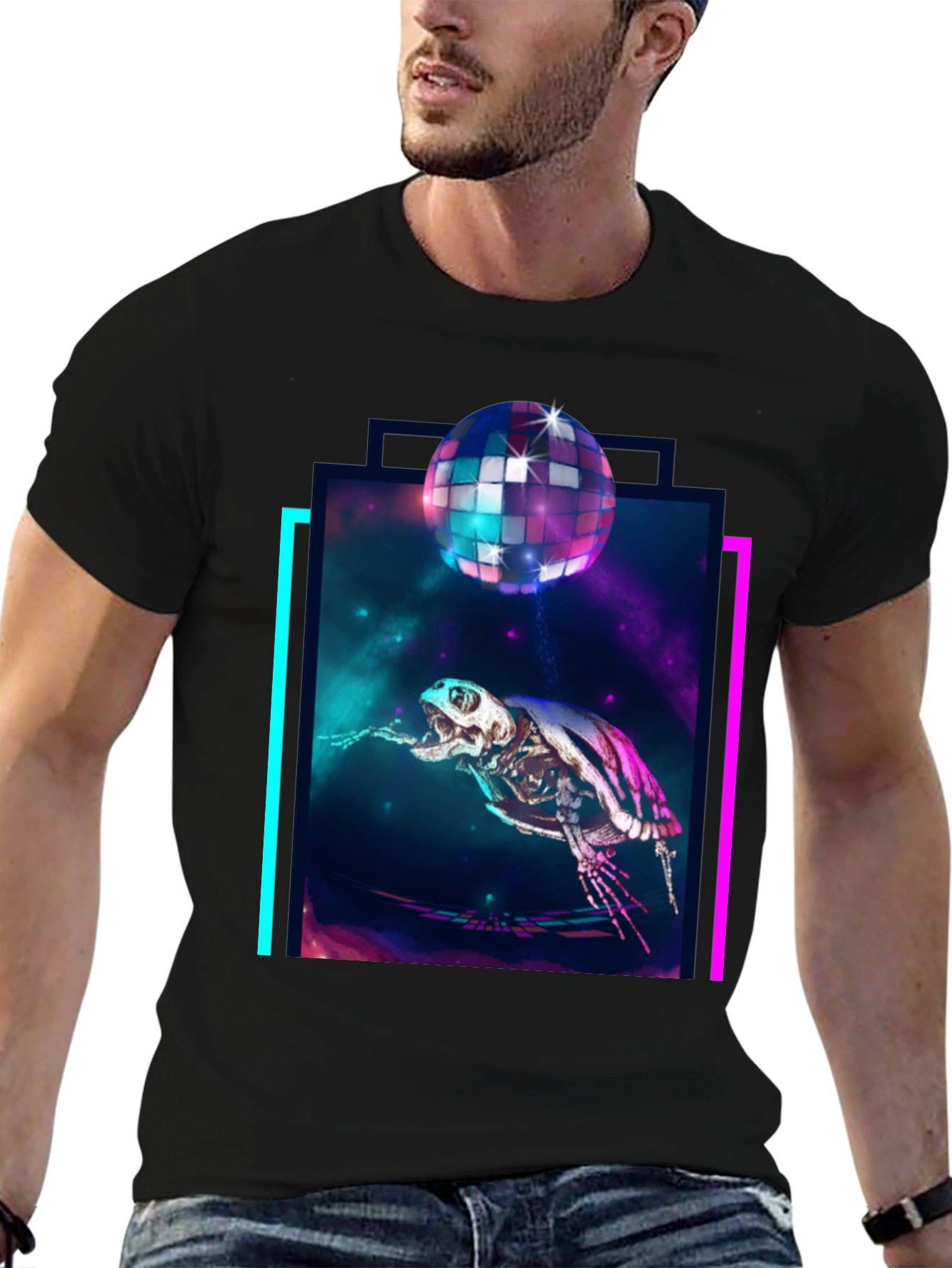 Cosmic Turtle Skeleton Disco T-Shirt