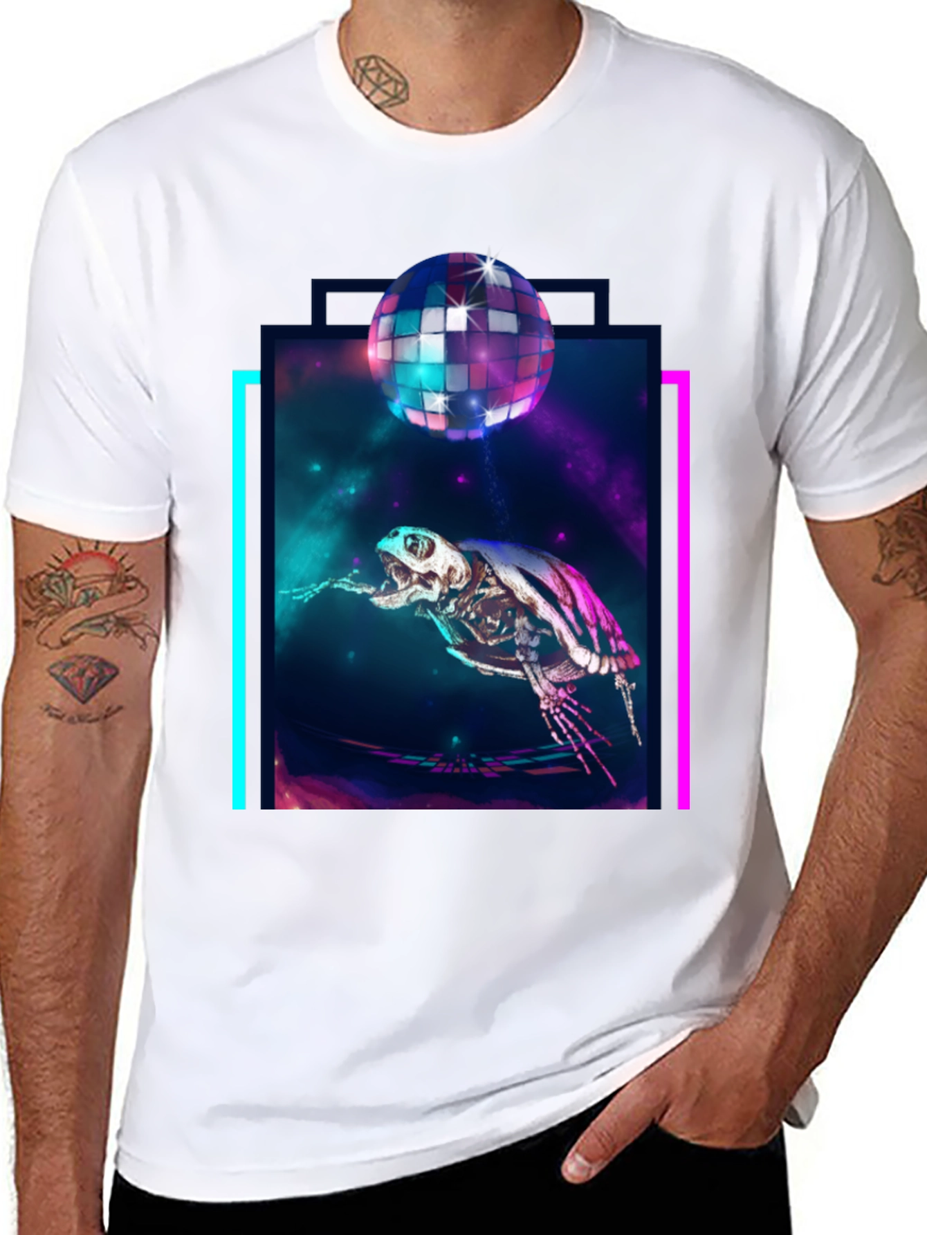 Cosmic Turtle Skeleton Disco T-Shirt