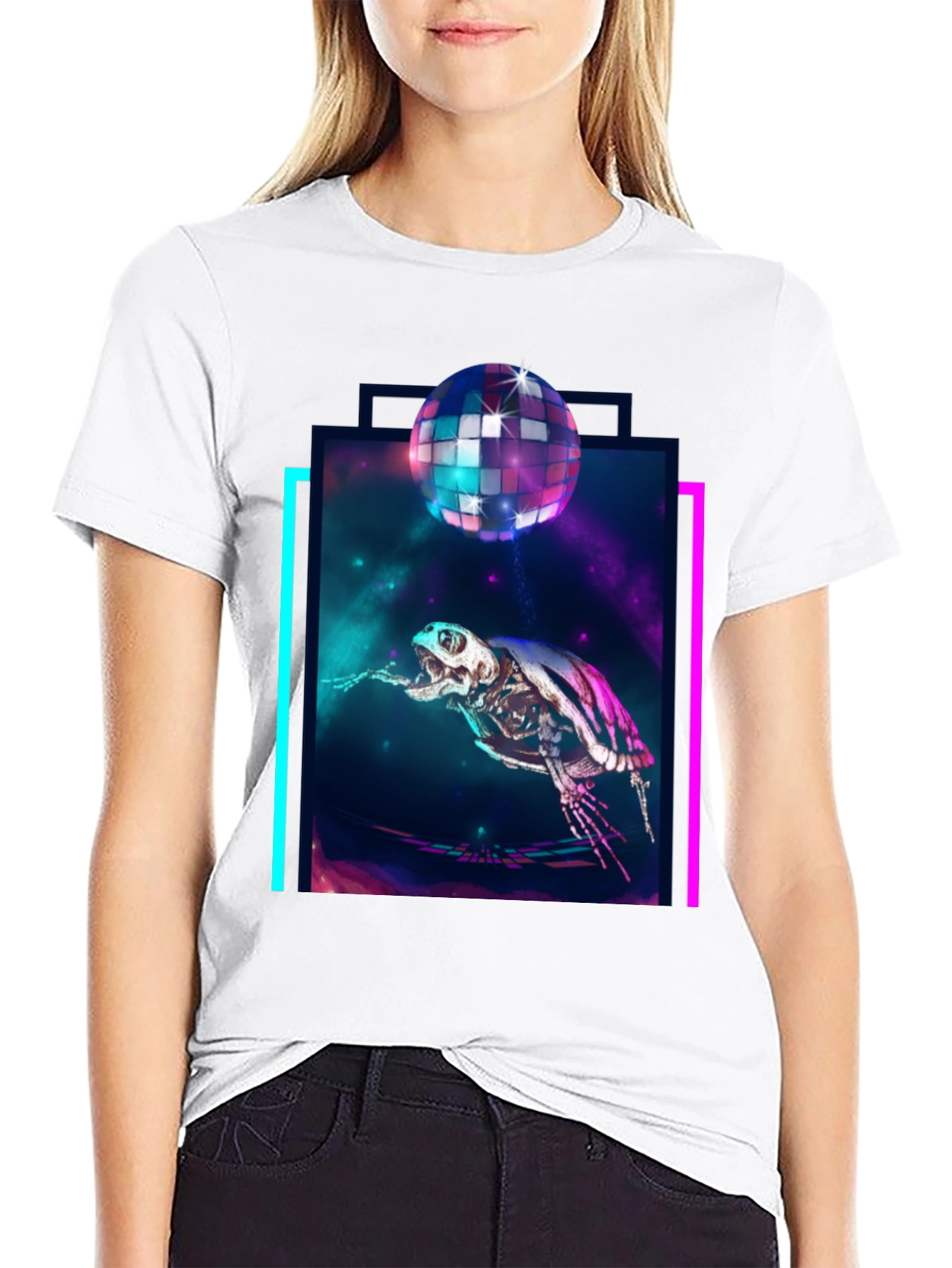 Cosmic Turtle Skeleton Disco T-Shirt