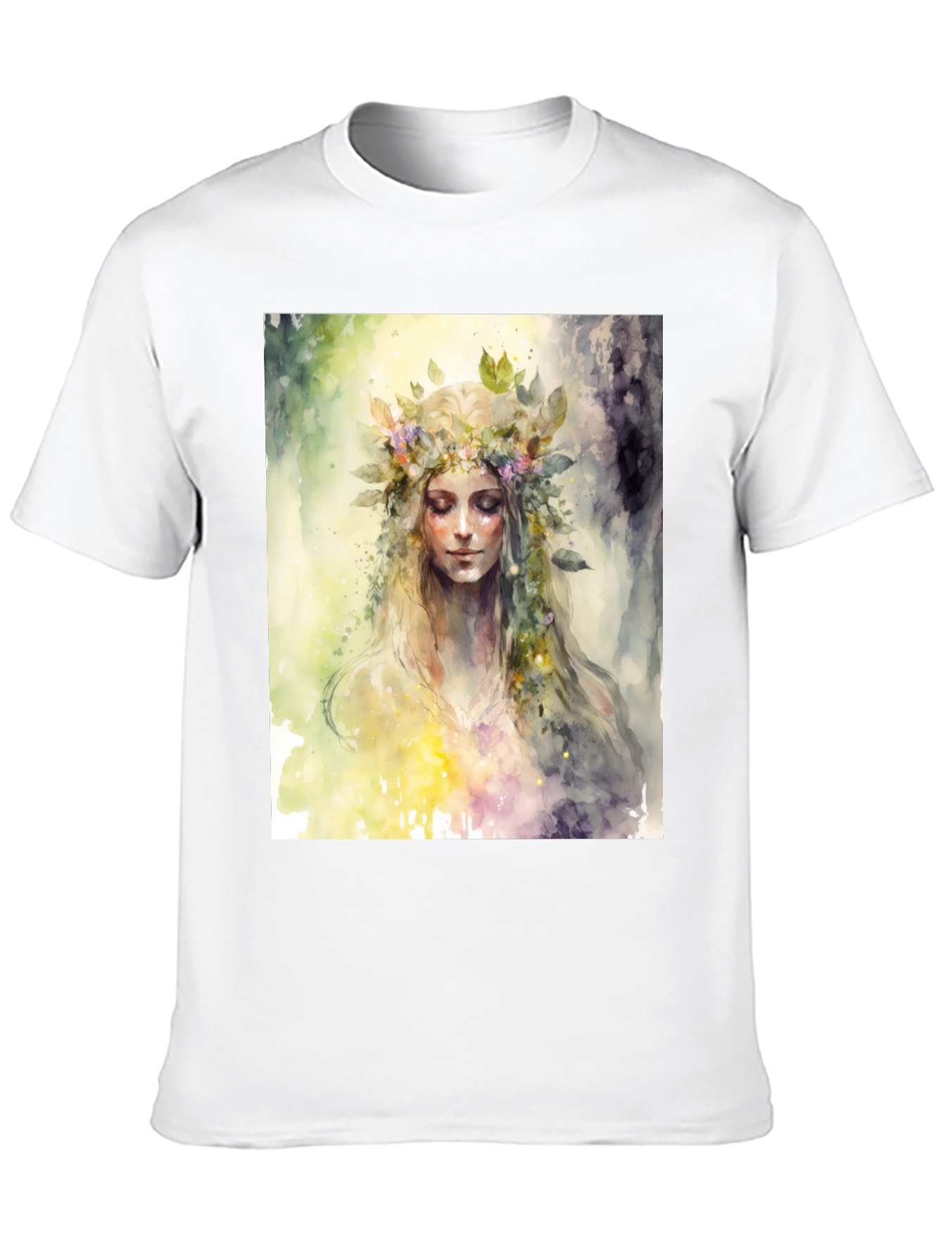 Floral Goddess Graphic Tee - Black Cotton Blend