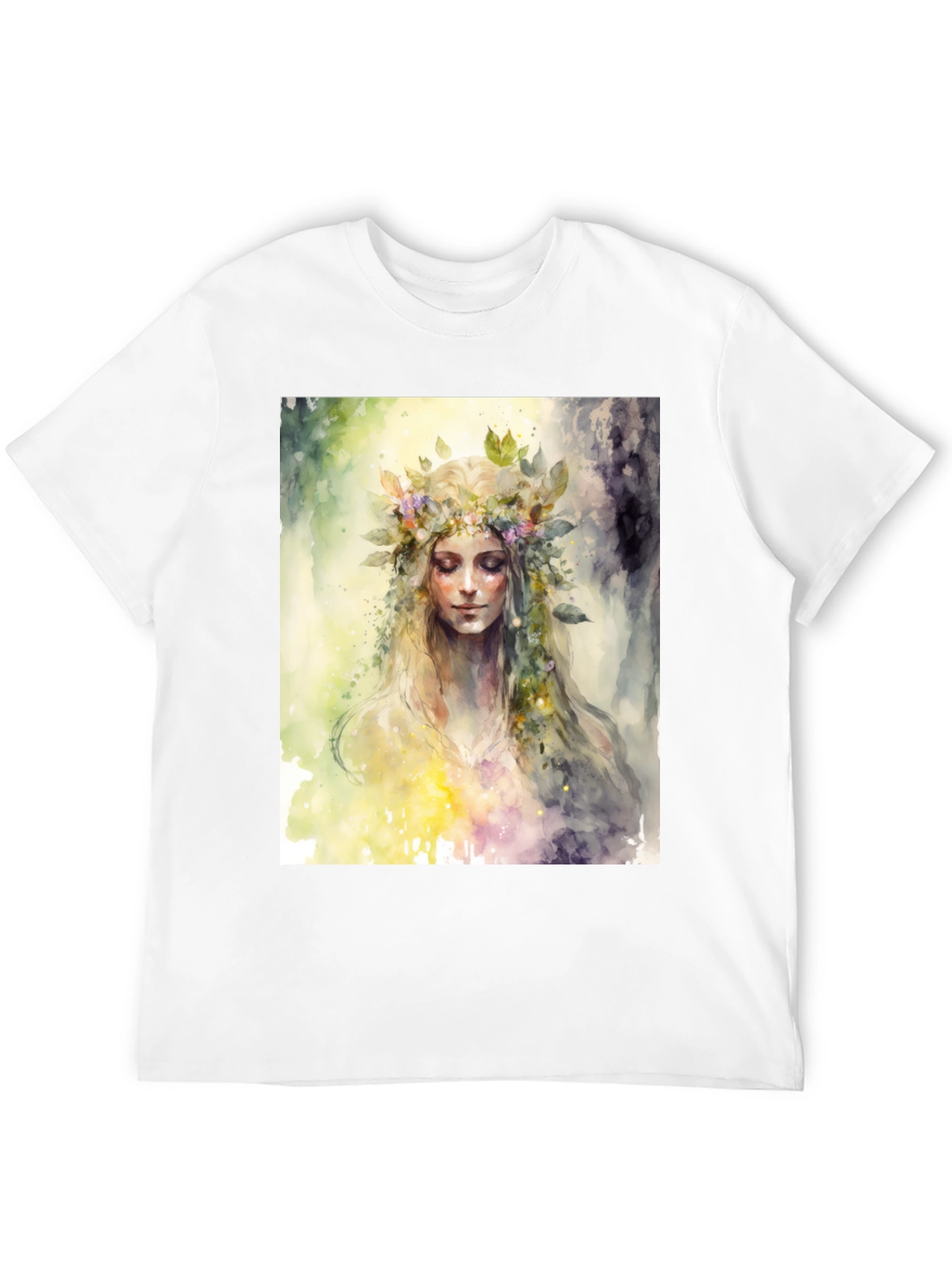 Floral Goddess Graphic Tee - Black Cotton Blend