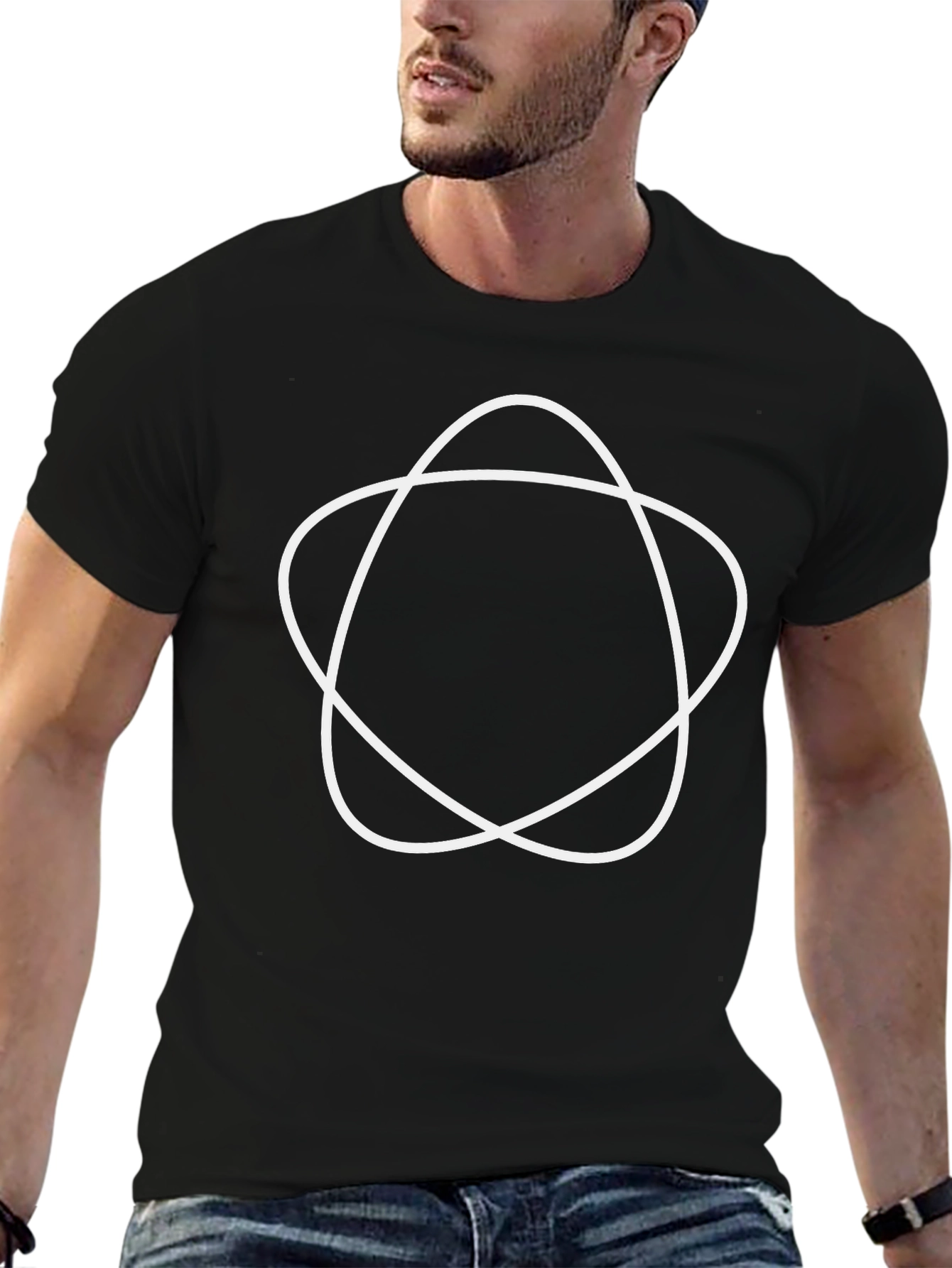 Abstract Circle Design Black T-Shirt