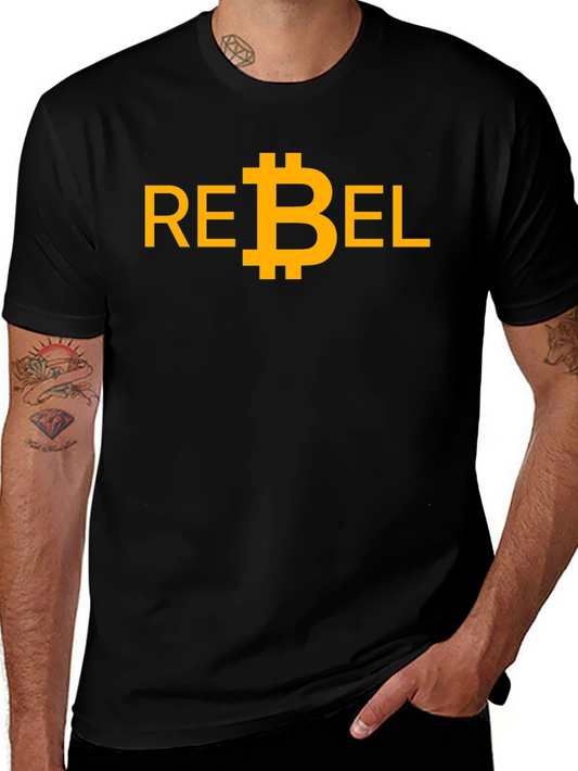 Rebel Bitcoin Graphic Tee - Black Cotton T-Shirt