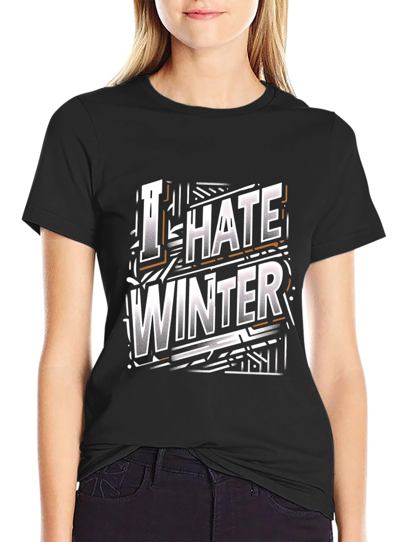 I Hate Winter Graphic Tee - Black Crew Neck