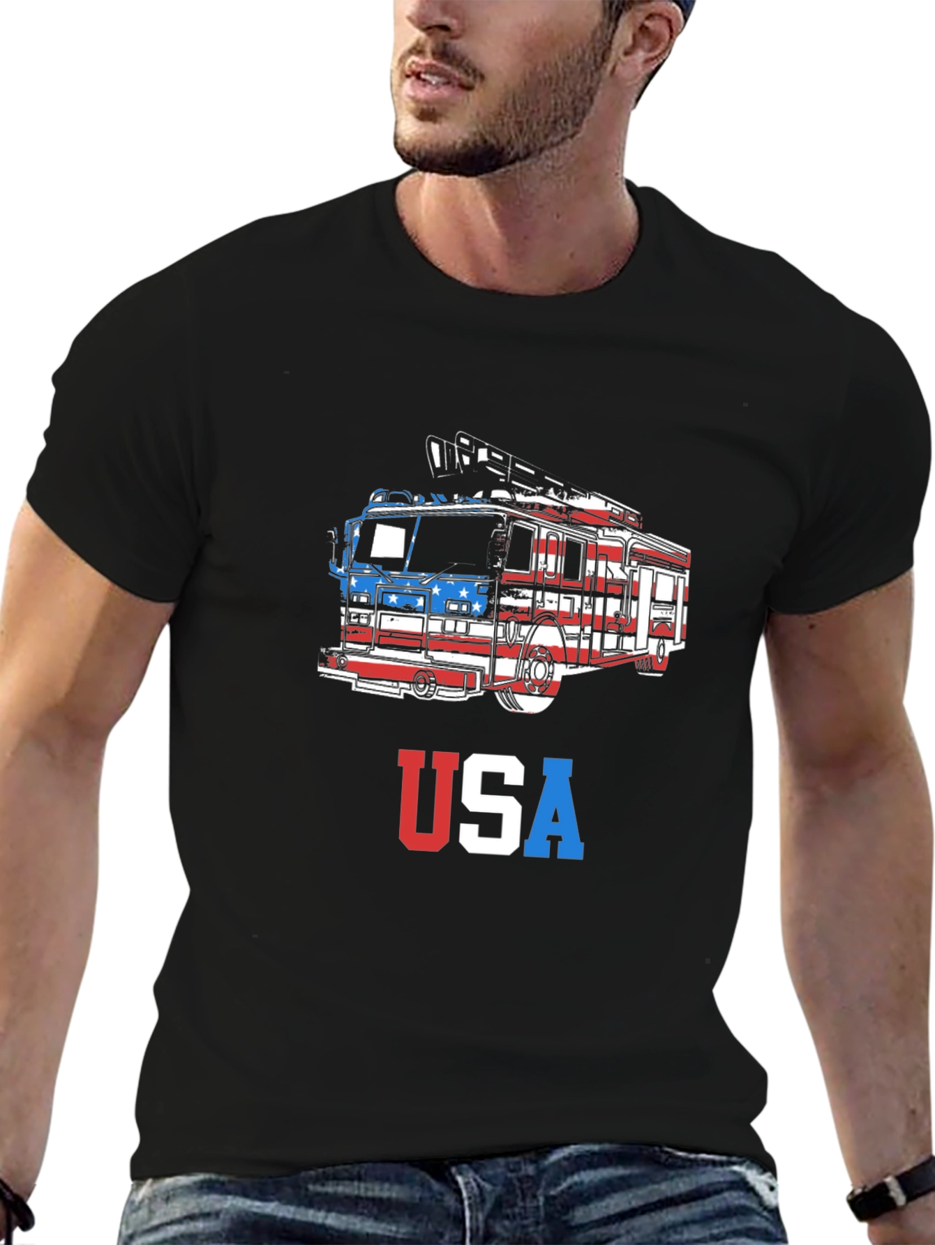 USA Firetruck Patriotic T-Shirt