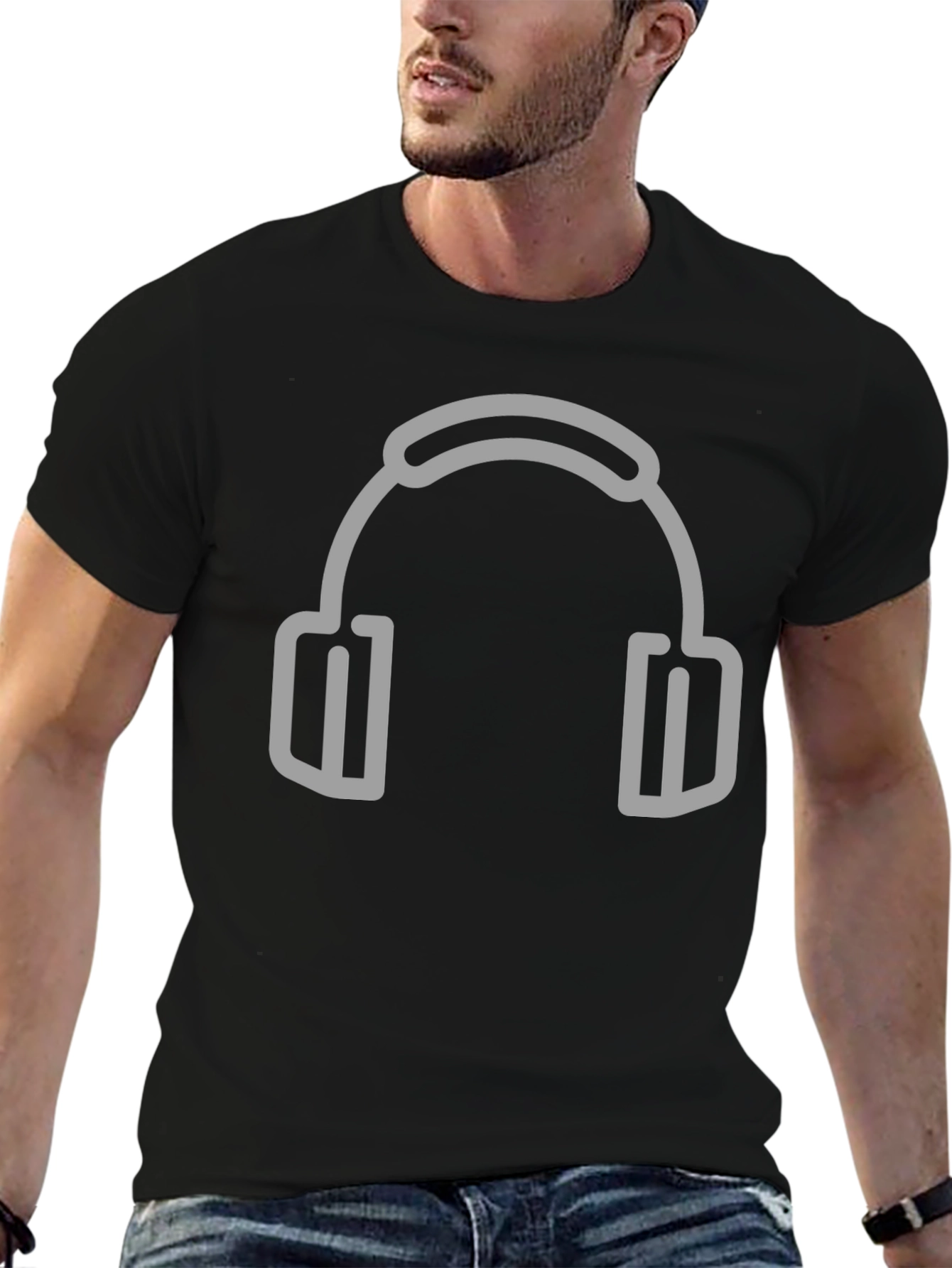 Headphone Graphic Black T-Shirt