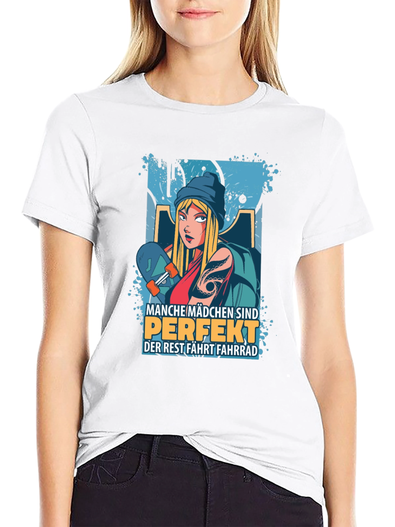 Skater Girl Graphic T-Shirt - Cool and Trendy Design