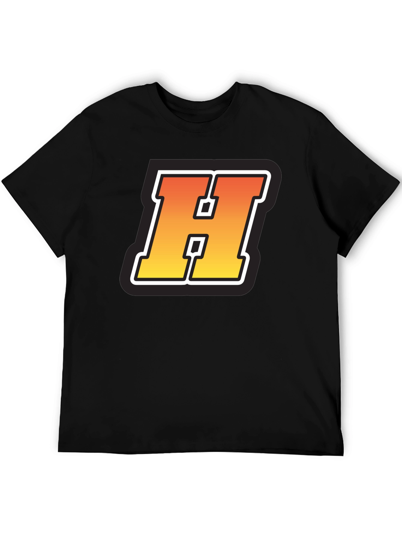Retro H Letter Black T-Shirt