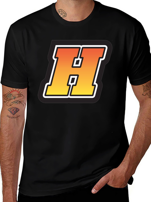 Retro H Letter Black T-Shirt