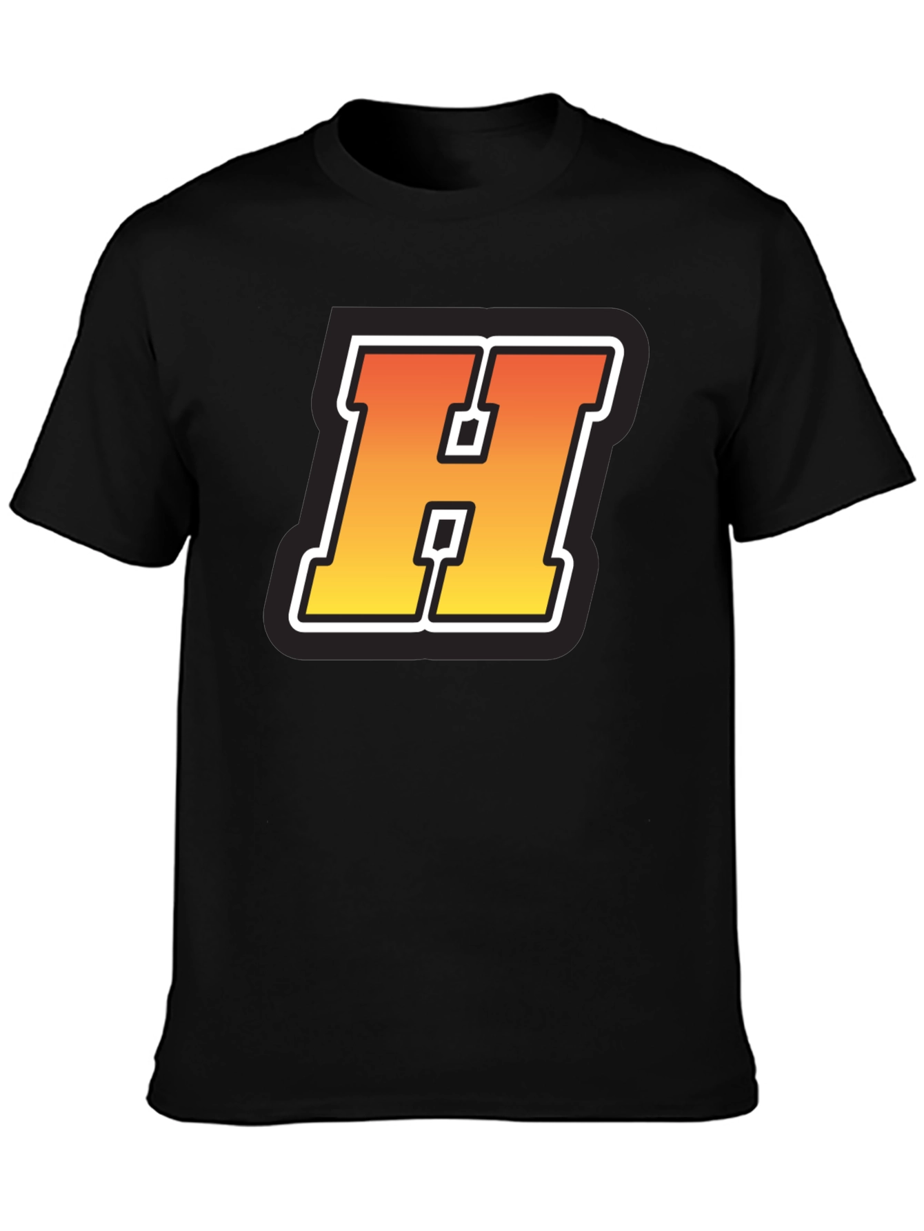 Retro H Letter Black T-Shirt