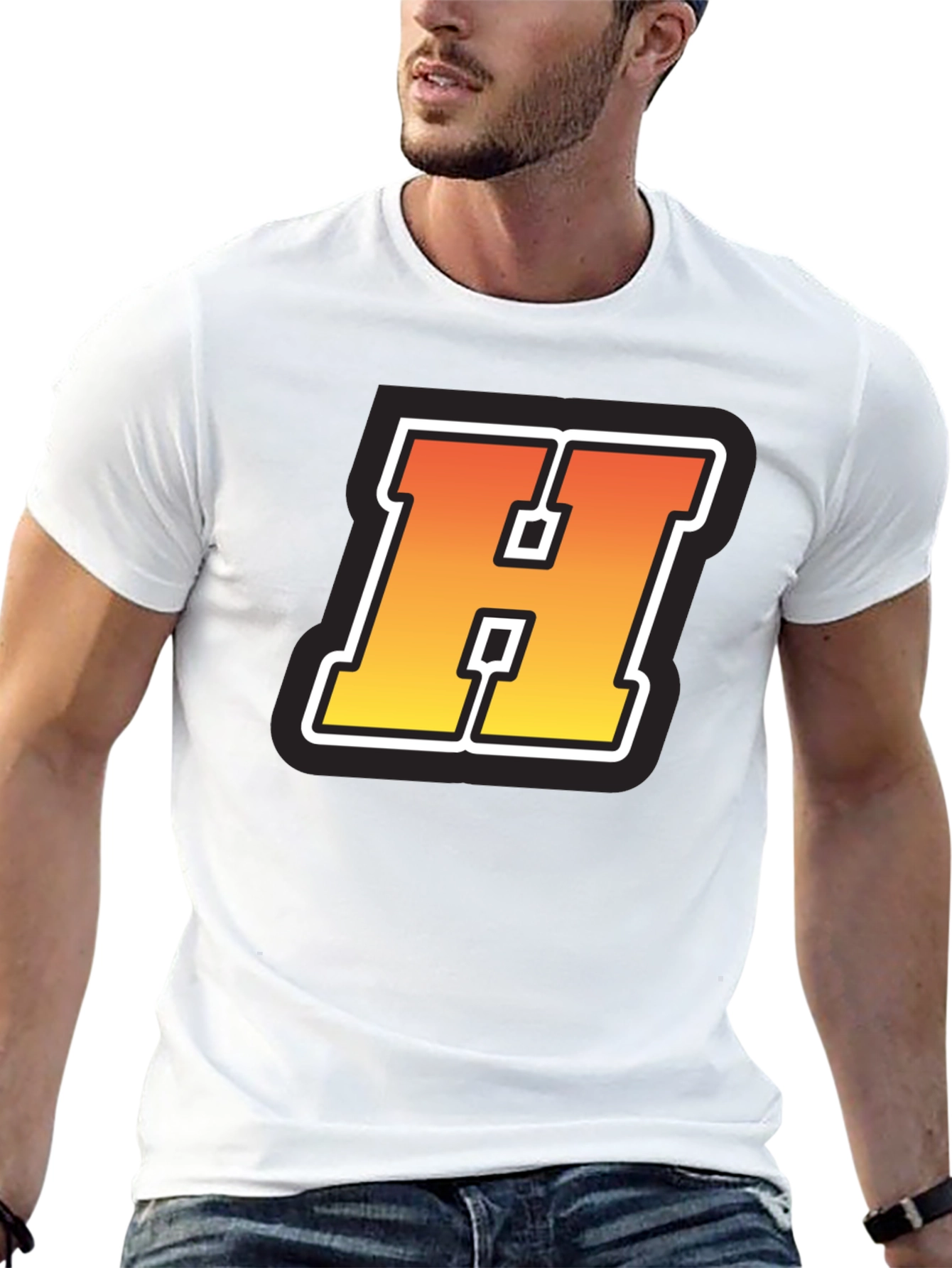 Retro H Letter Black T-Shirt