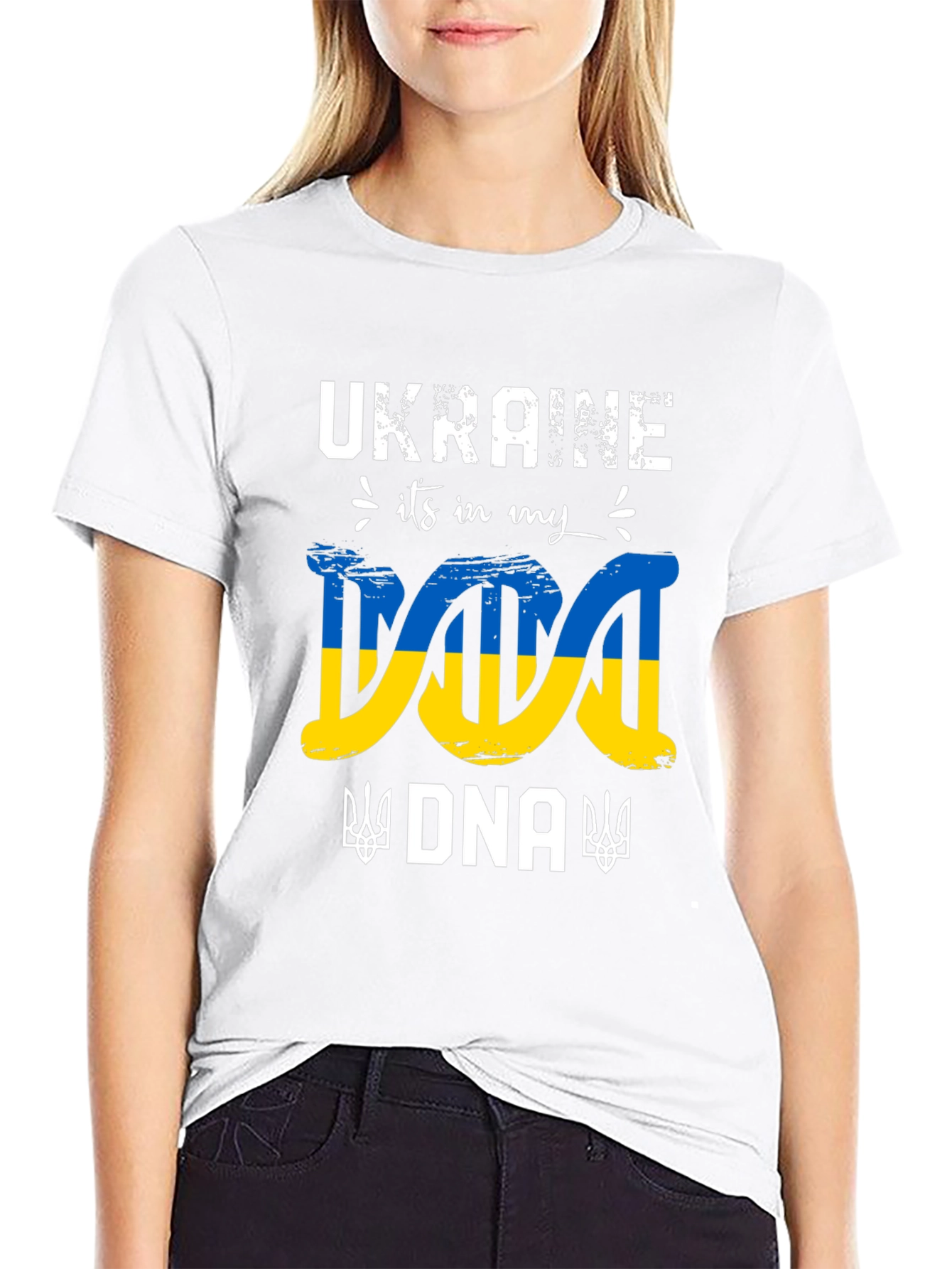Ukraine DNA Flag Graphic T-Shirt - Stand With Ukraine