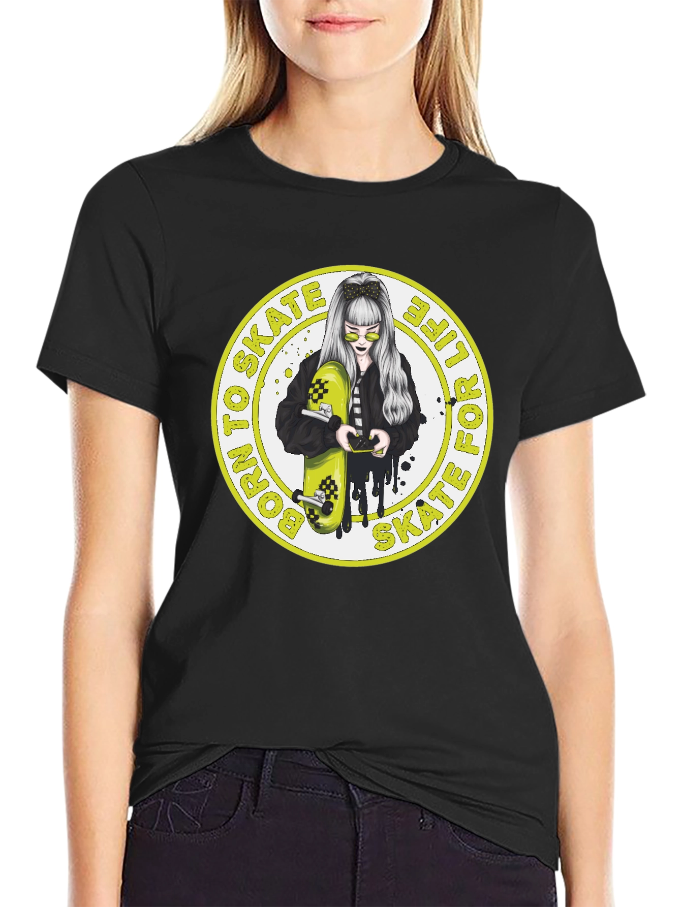 Skate Life T-Shirt: Cool Girl & Skateboard Graphic Tee