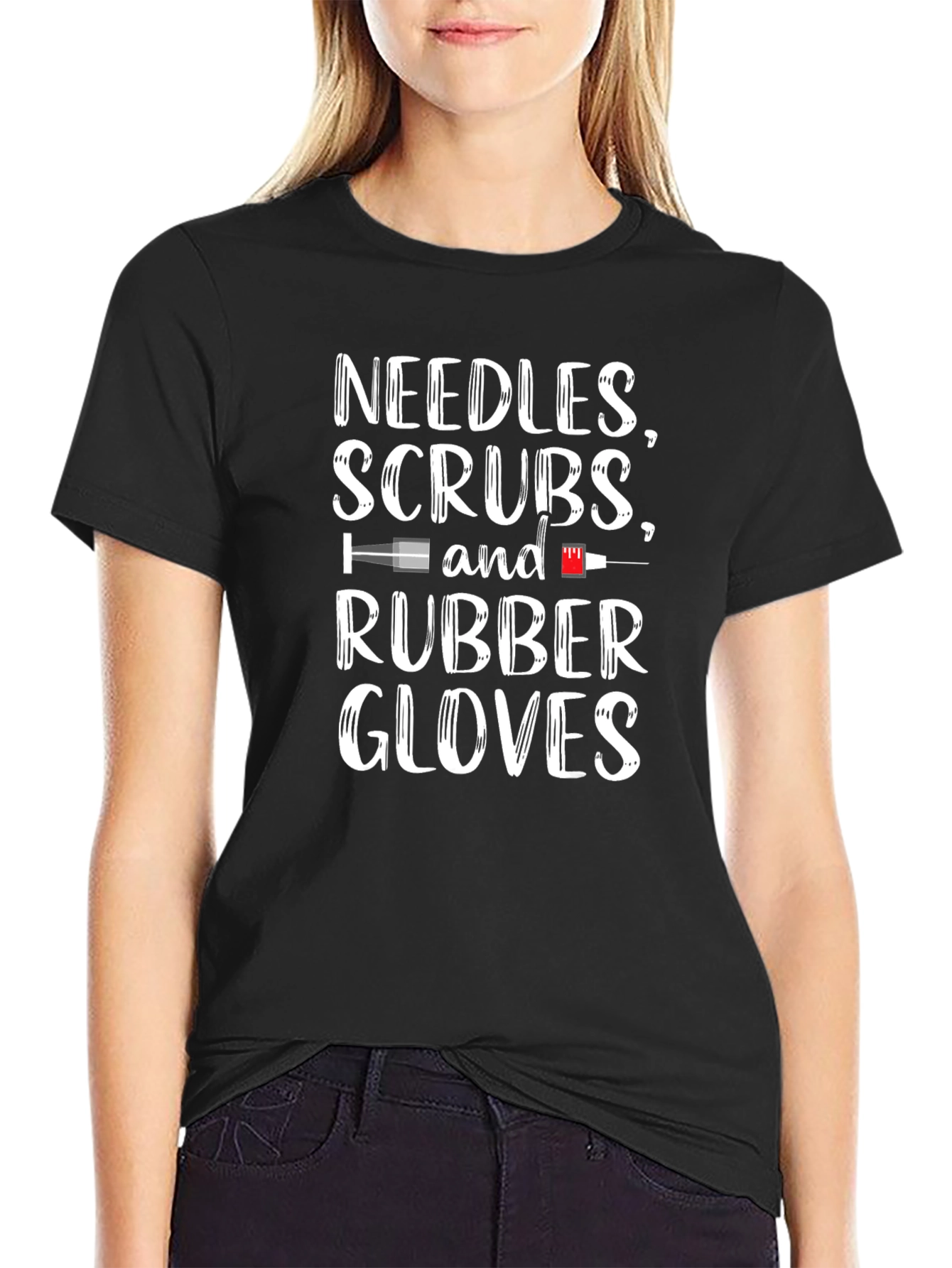 Needles Scrubs Rubber Gloves - Medical T-Shirt