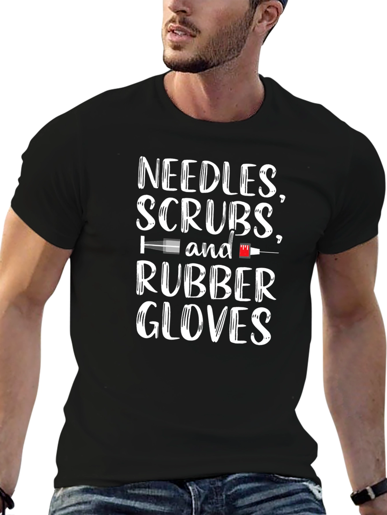 Needles Scrubs Rubber Gloves - Medical T-Shirt
