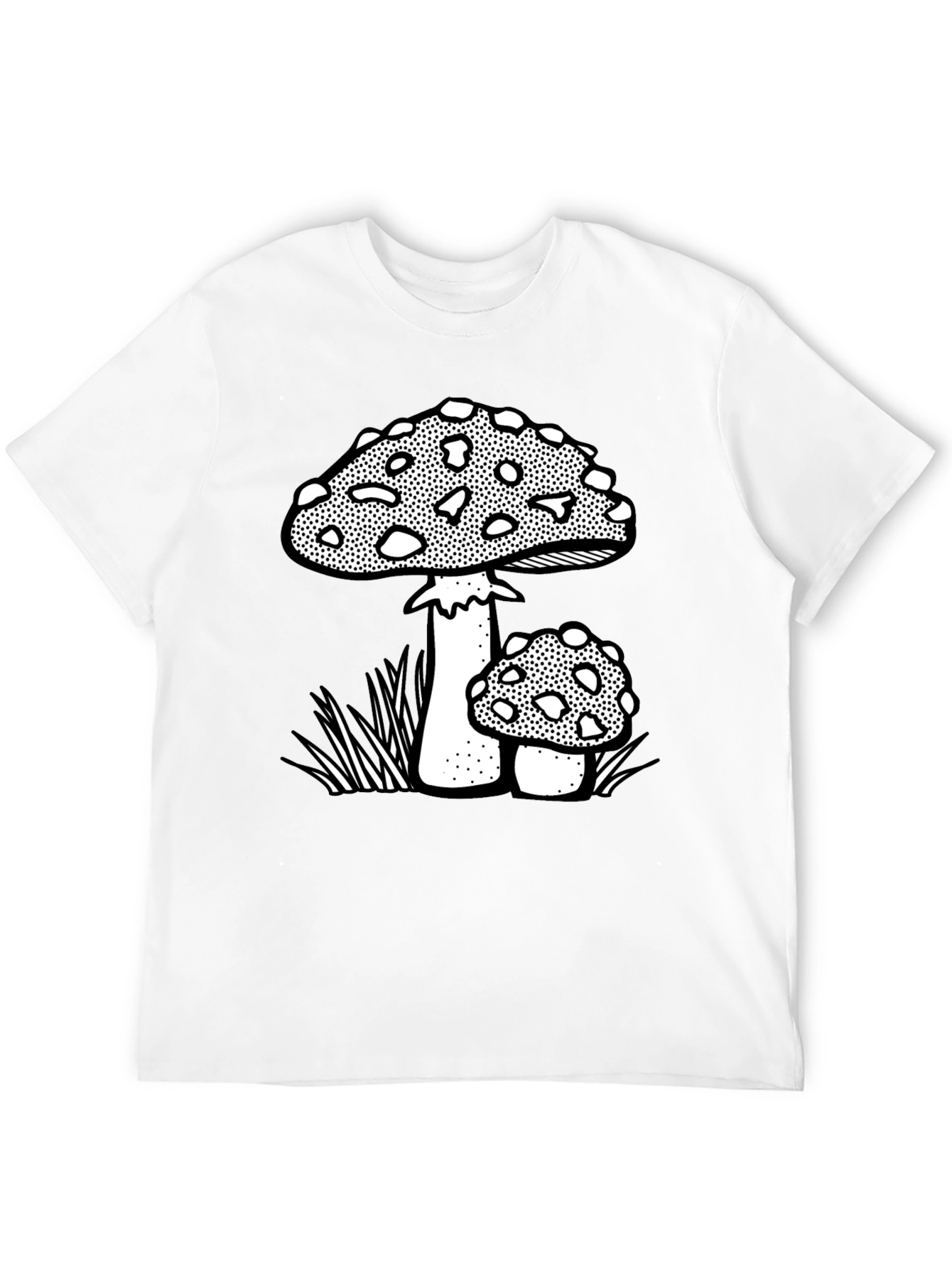 Funky Mushroom Graphic Tee - Black Cotton Blend