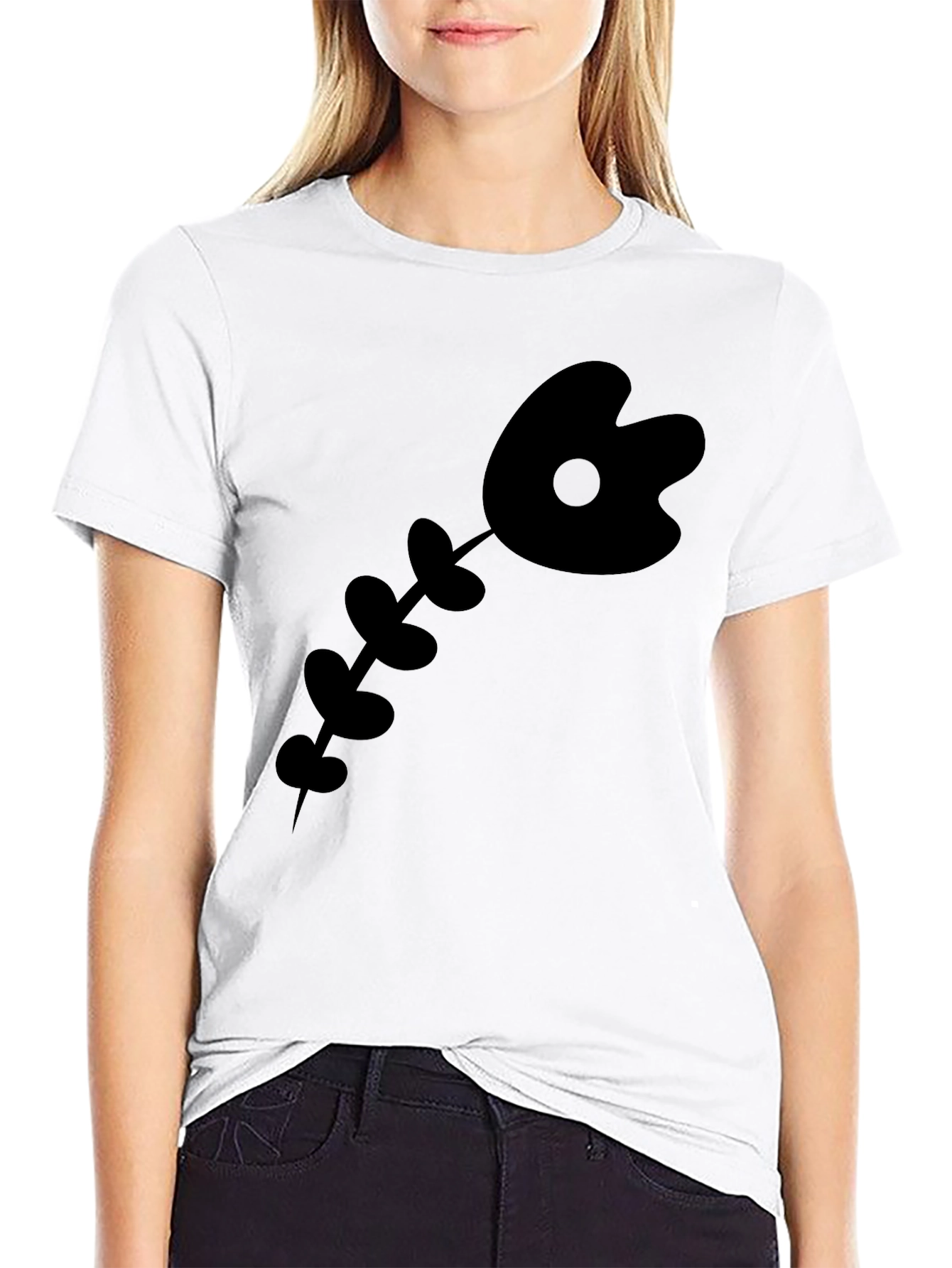 Quirky Black Cartoon Skeleton T-Shirt