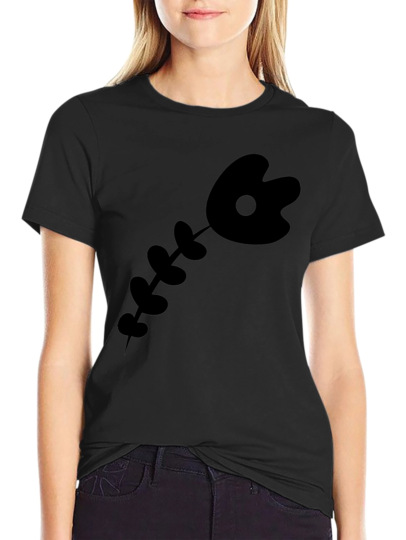 Quirky Black Cartoon Skeleton T-Shirt