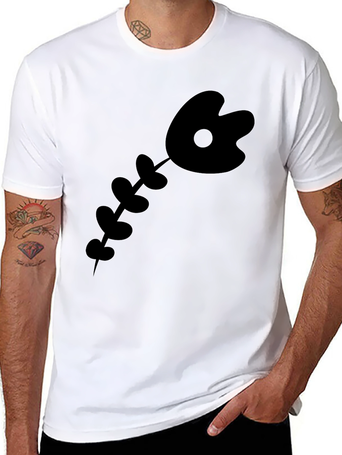 Quirky Black Cartoon Skeleton T-Shirt