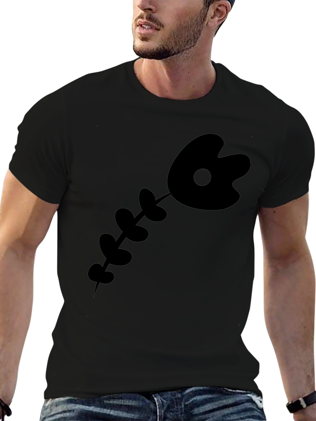 Quirky Black Cartoon Skeleton T-Shirt