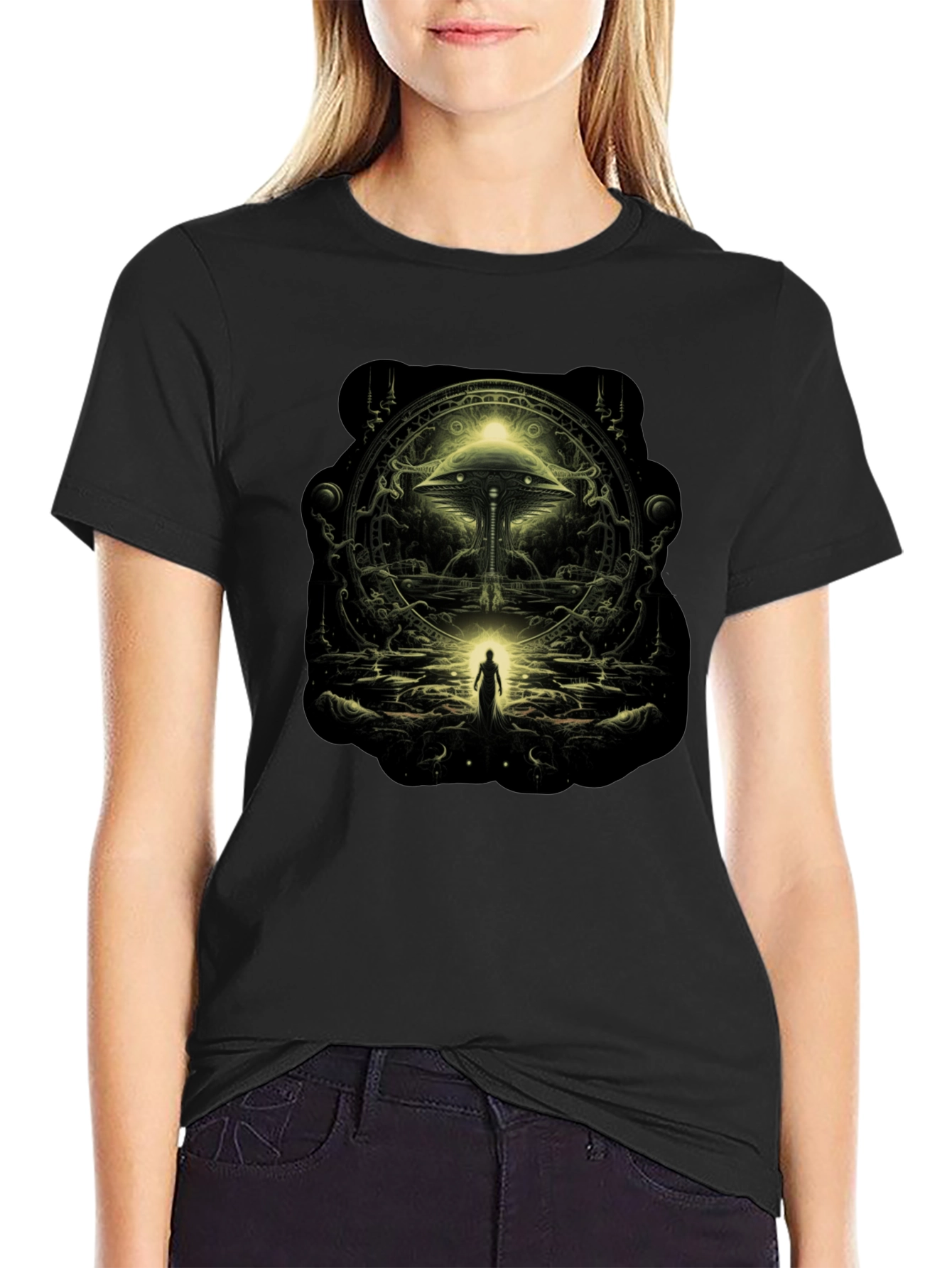 Mystic Gateway Graphic Tee - Black Cotton