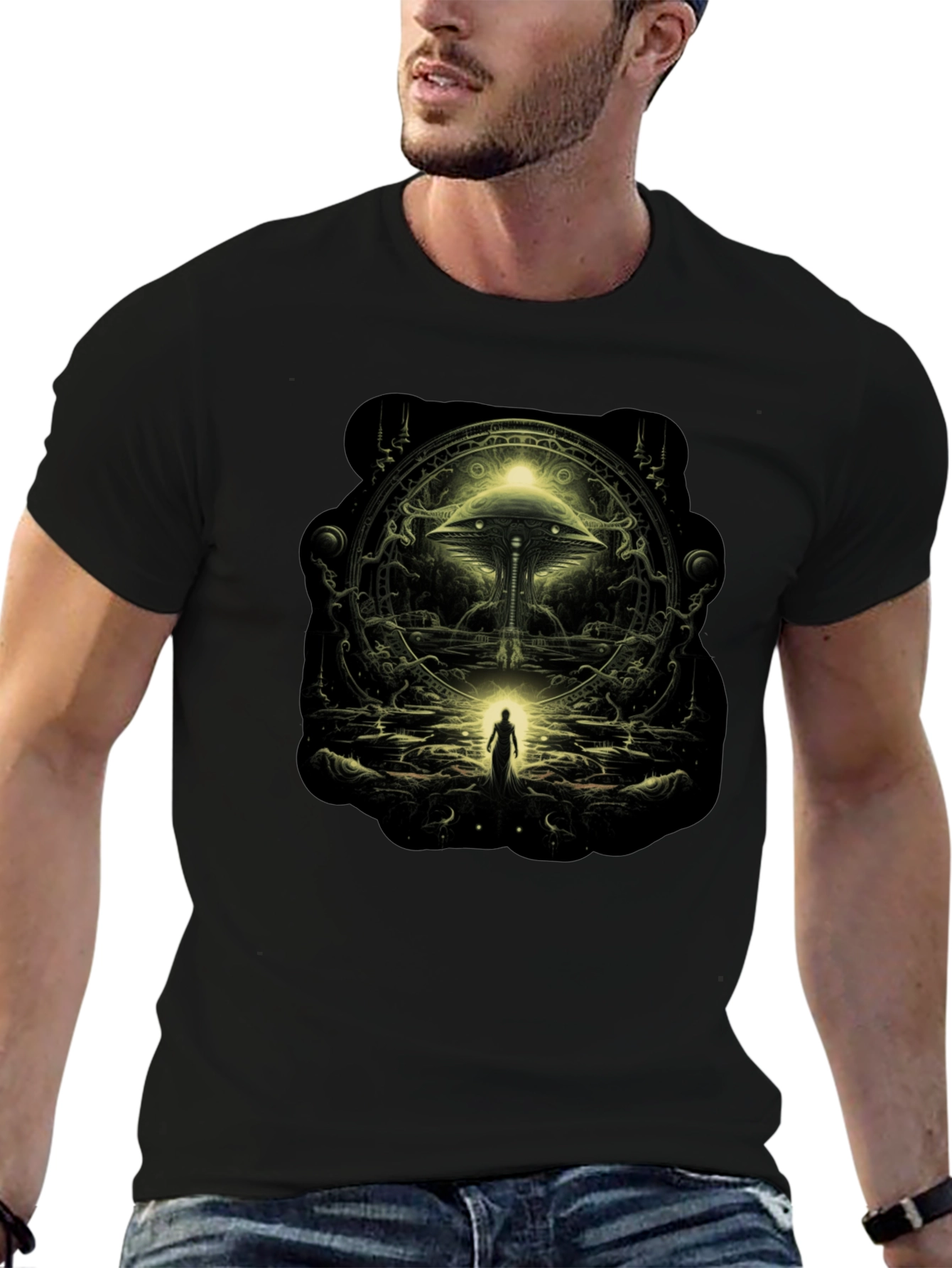 Mystic Gateway Graphic Tee - Black Cotton