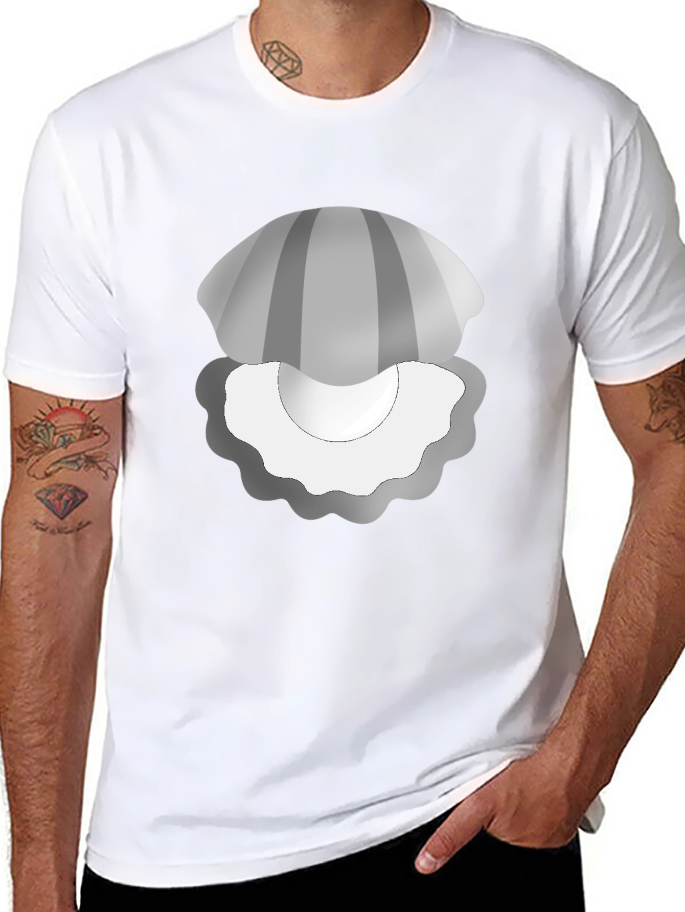 Clam Pearl Graphic Tee - Soft Black T-Shirt
