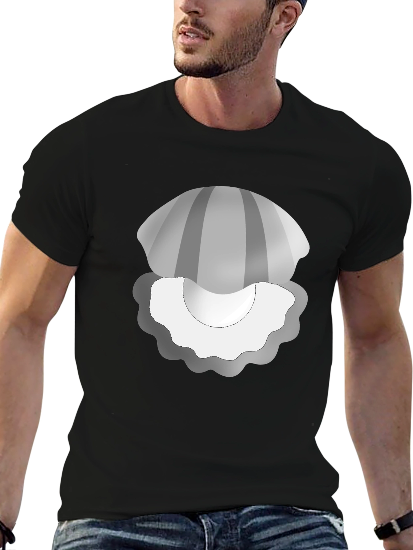 Clam Pearl Graphic Tee - Soft Black T-Shirt
