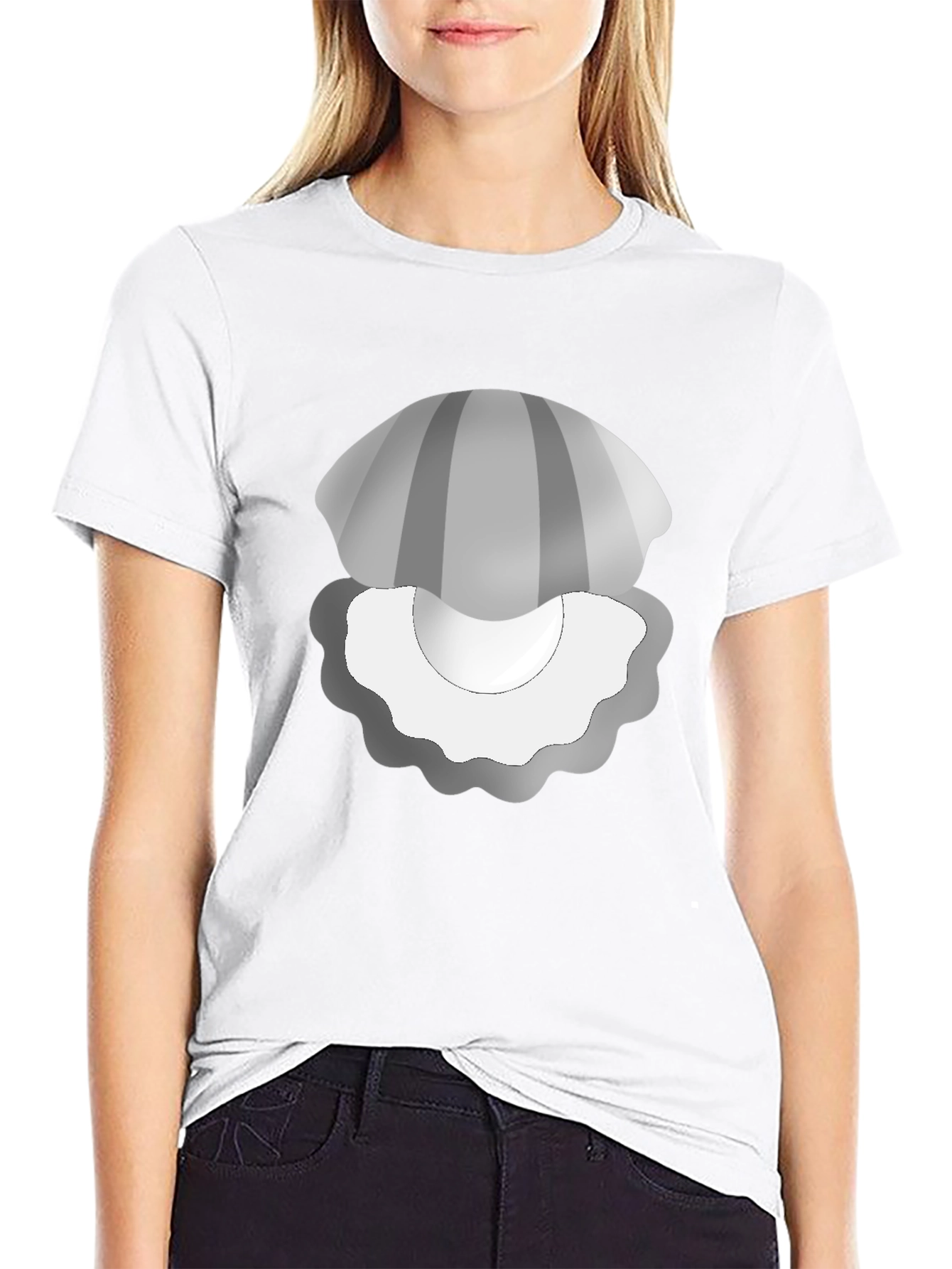Clam Pearl Graphic Tee - Soft Black T-Shirt