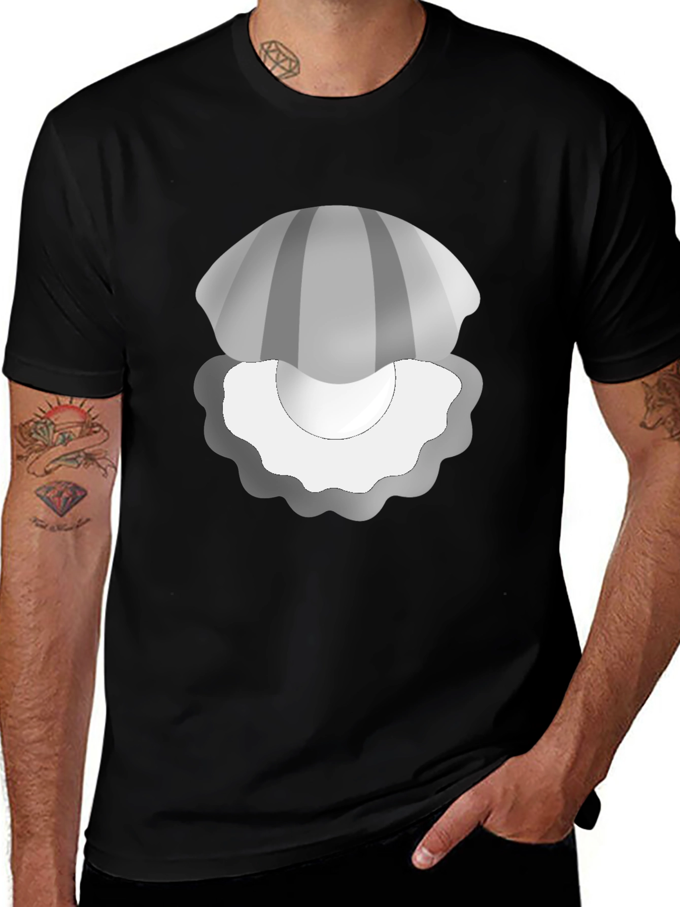 Clam Pearl Graphic Tee - Soft Black T-Shirt