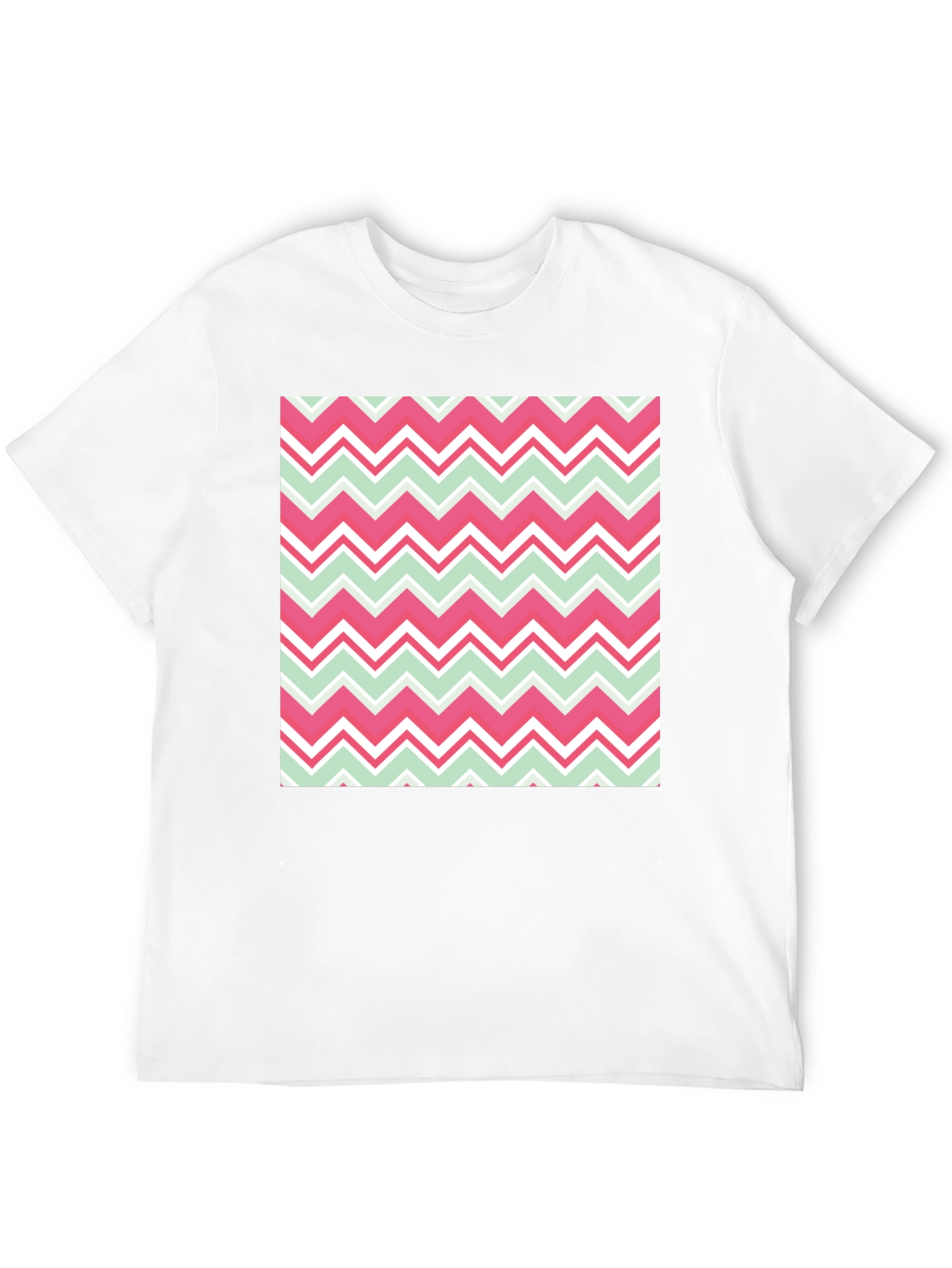 Chevron Pattern T-Shirt - Black Crew Neck Tee