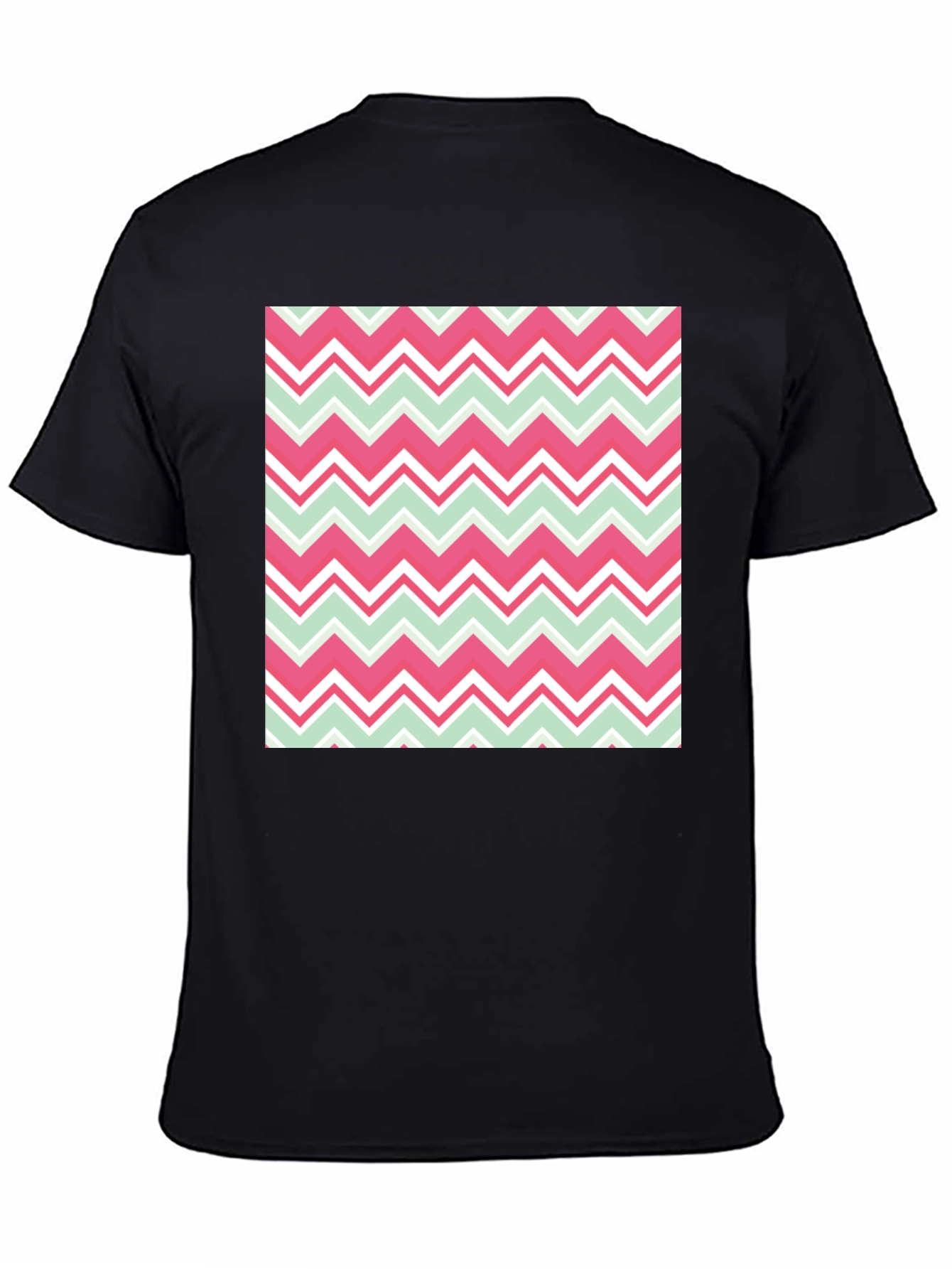 Chevron Pattern T-Shirt - Black Crew Neck Tee