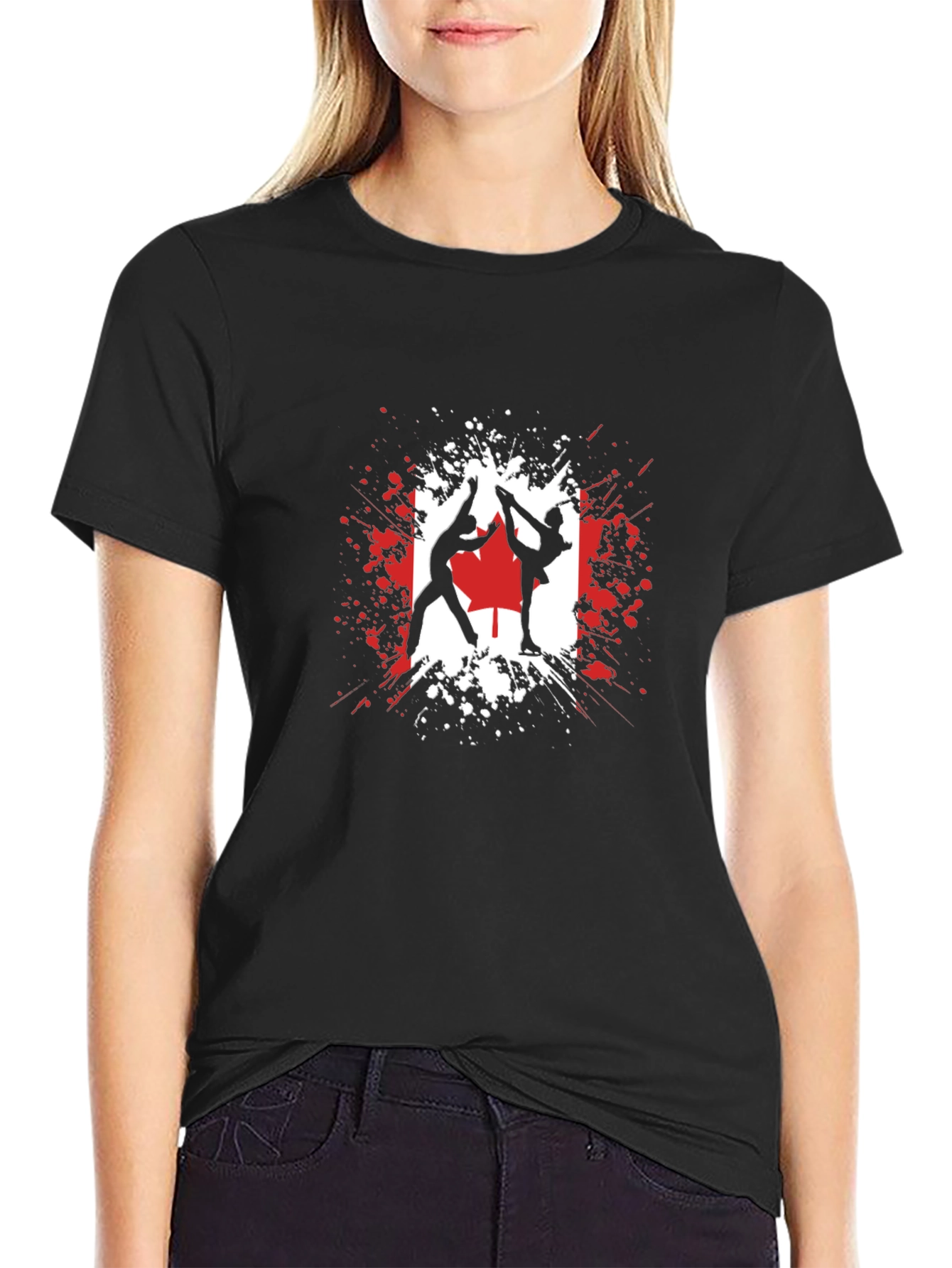 Canadian Ice Skating T-Shirt - Black Graphic Tee