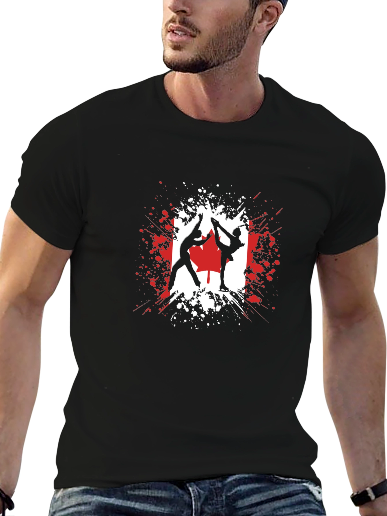 Canadian Ice Skating T-Shirt - Black Graphic Tee