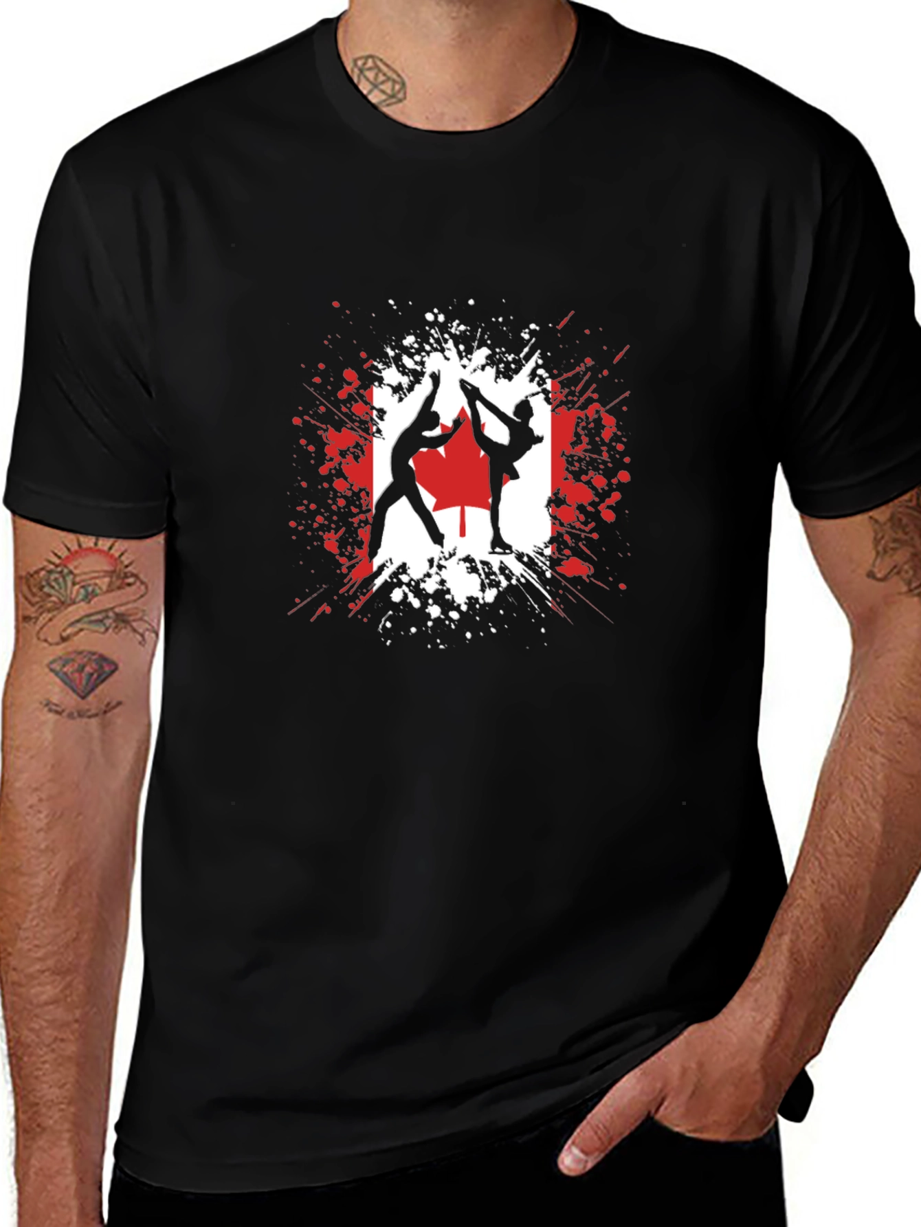 Canadian Ice Skating T-Shirt - Black Graphic Tee