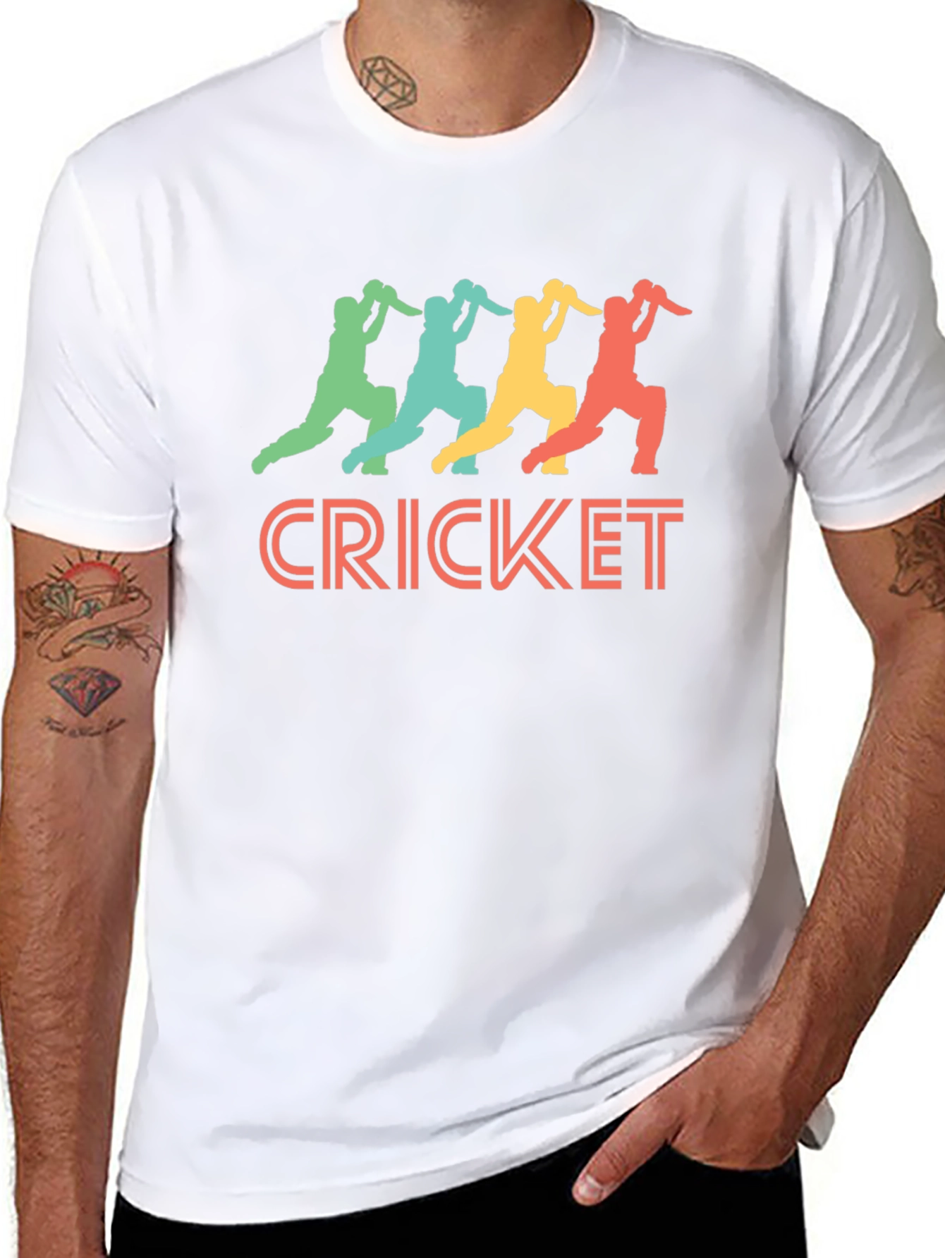 Cricket Players T-Shirt - Retro Sports Tee